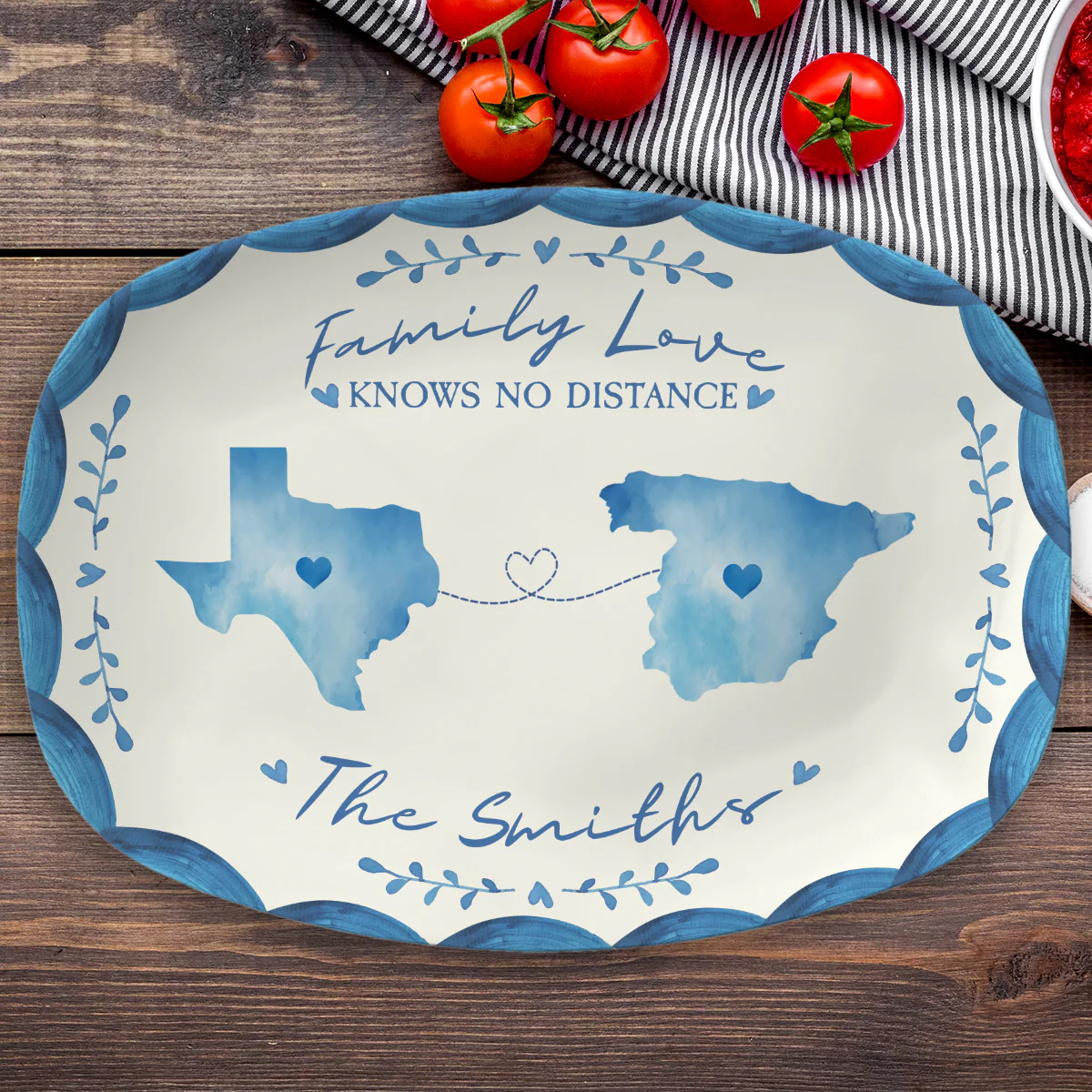 Family Love Knows No Distance - Personalized Custom Platter - Image 2