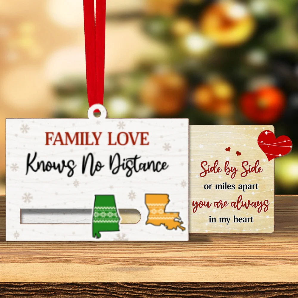 Family Love Knows No Distance - Personalized Custom Slide Ornament - Image 7