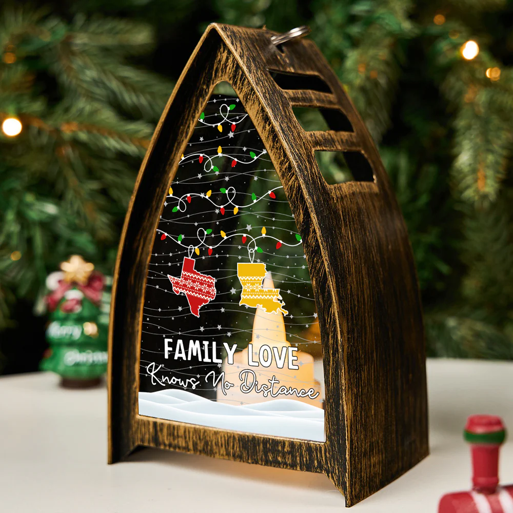 Family Love Knows No Distance - Personalized Custom Table Lantern - Image 3