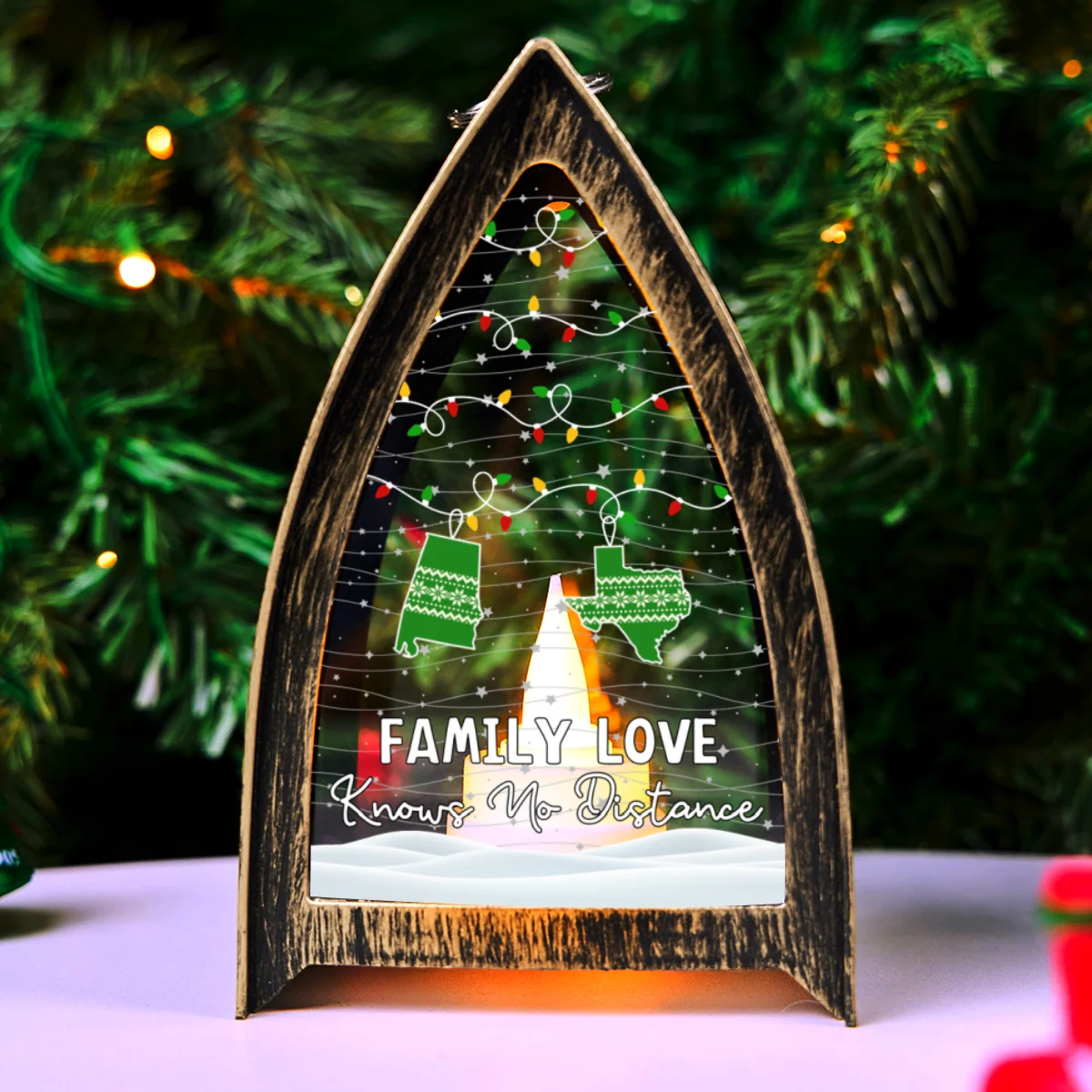 Family Love Knows No Distance - Personalized Custom Table Lantern - Image 7