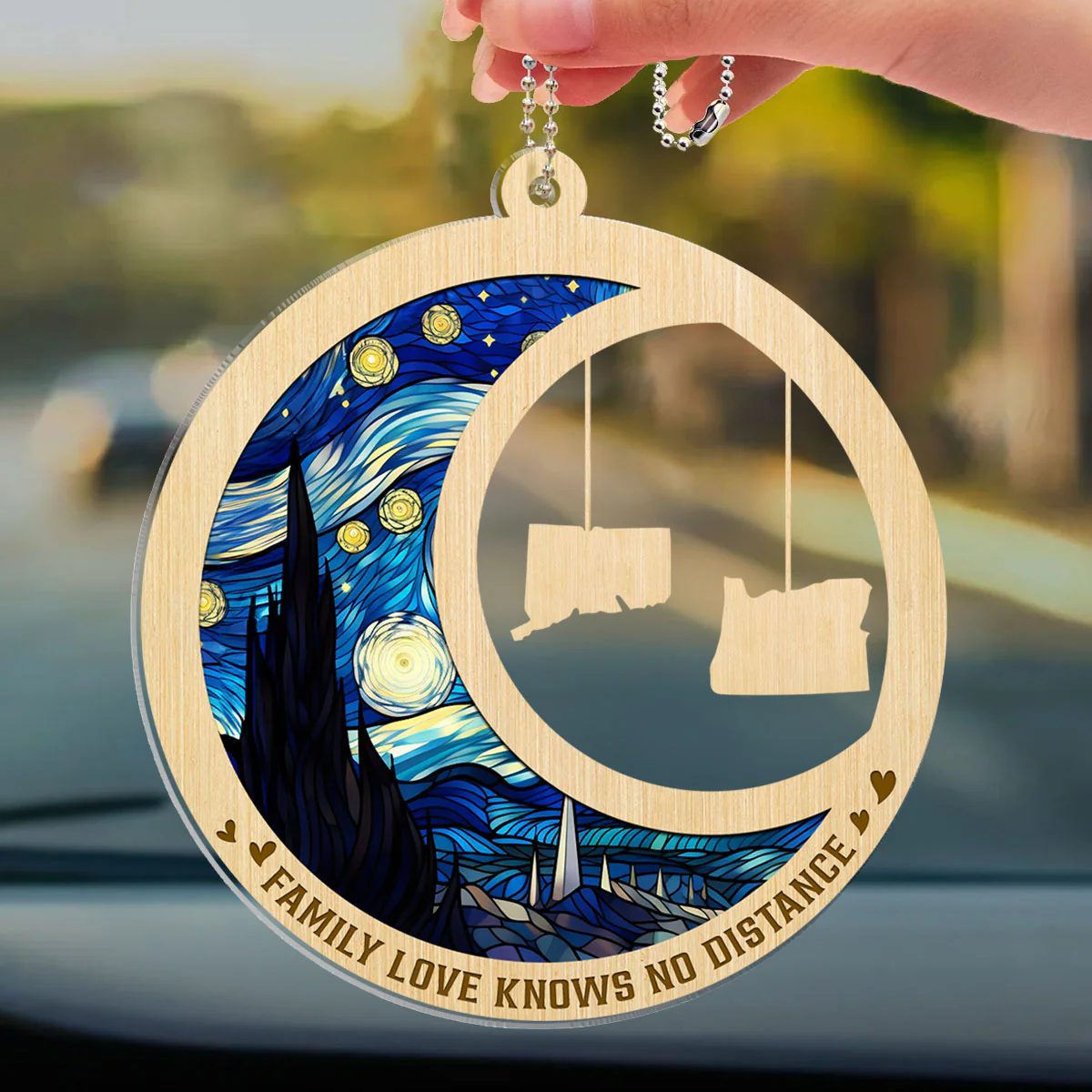 Family Love Knows No Distance Ver 2 - Personalized Custom Car Ornament - Image 3