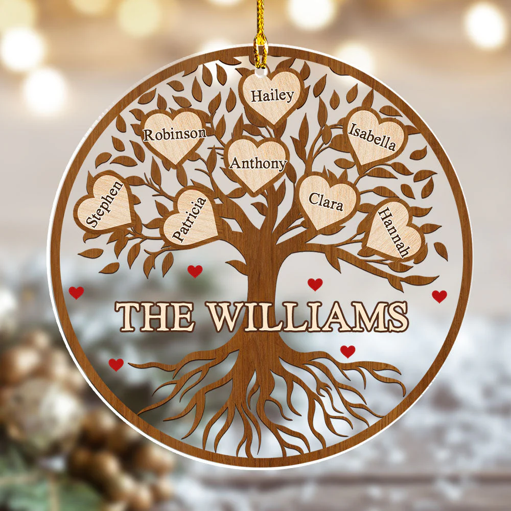 Family Love Tree - Personalized Custom Acrylic Ornament - Image 3