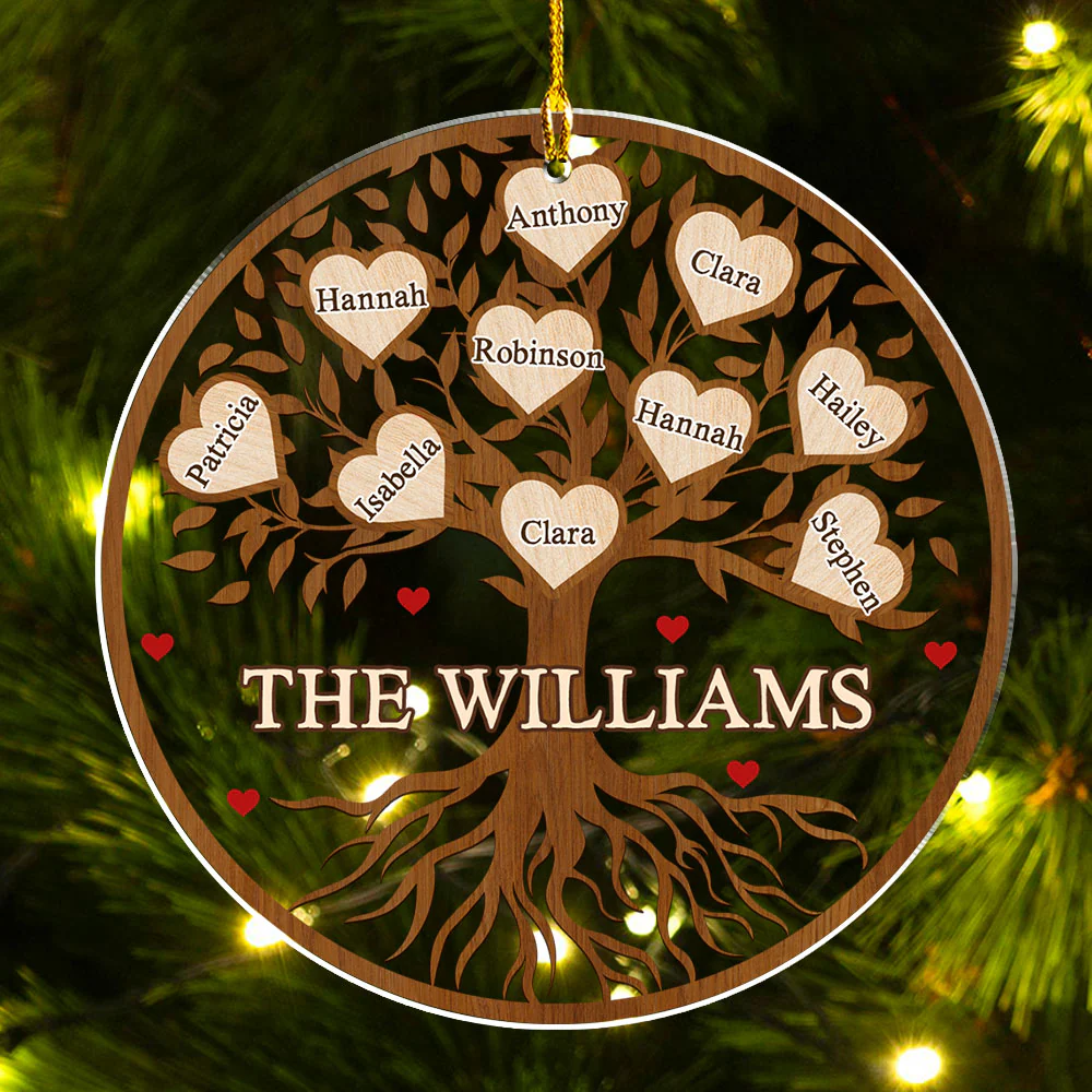 Family Love Tree - Personalized Custom Acrylic Ornament - Image 4