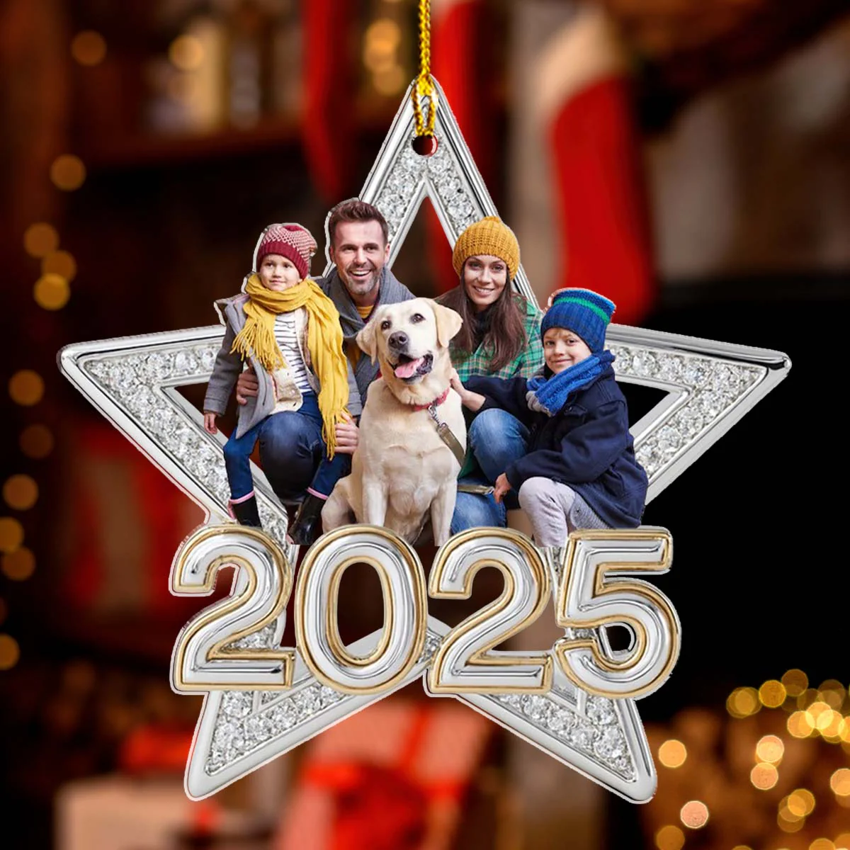 Family Makes Christmas Truly Bright Custom Photo - Personalized Custom 3D Effect Acrylic Ornament - Image 3