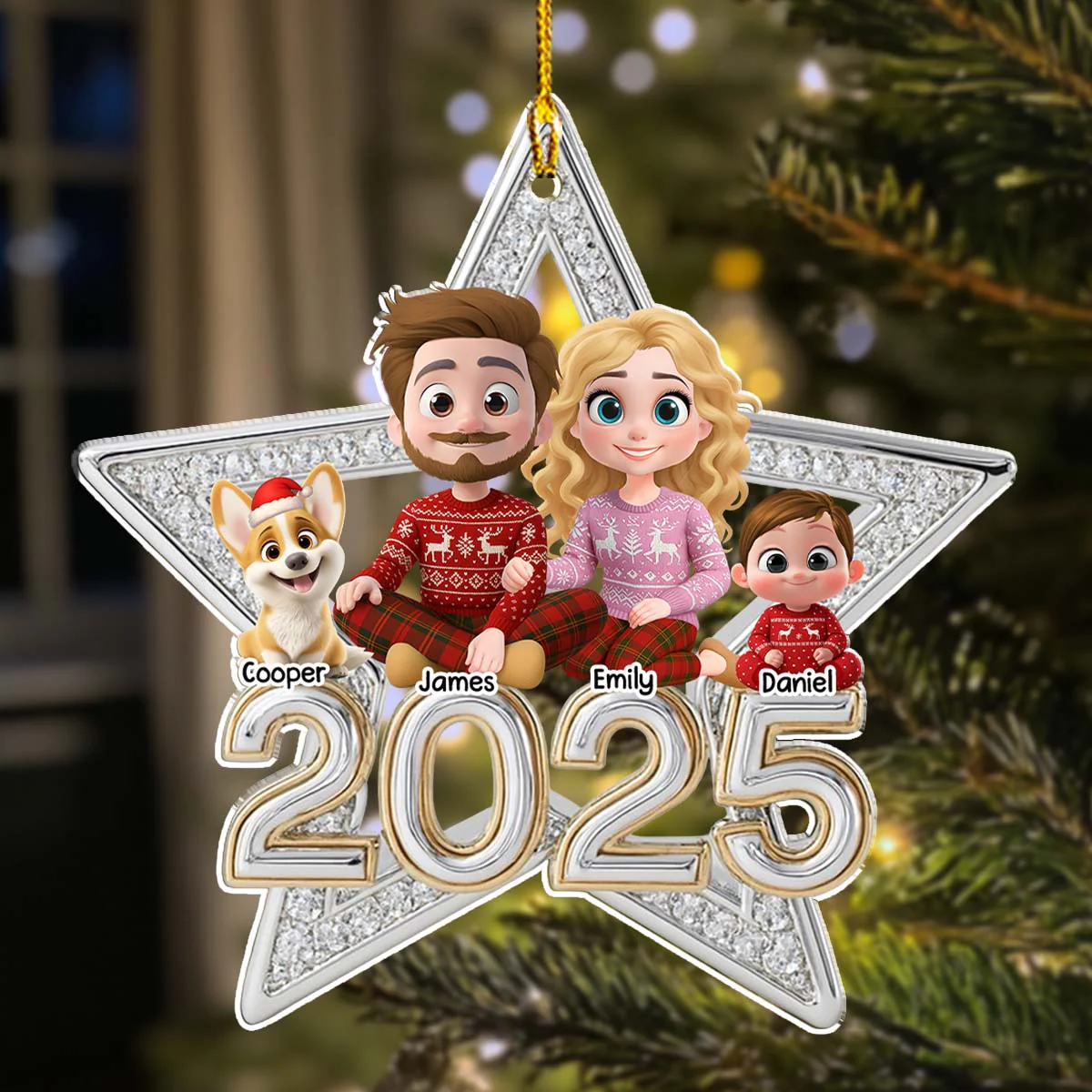 Family Makes Christmas Truly Bright - Personalized Custom 3D Effect Acrylic Ornament - Image 2