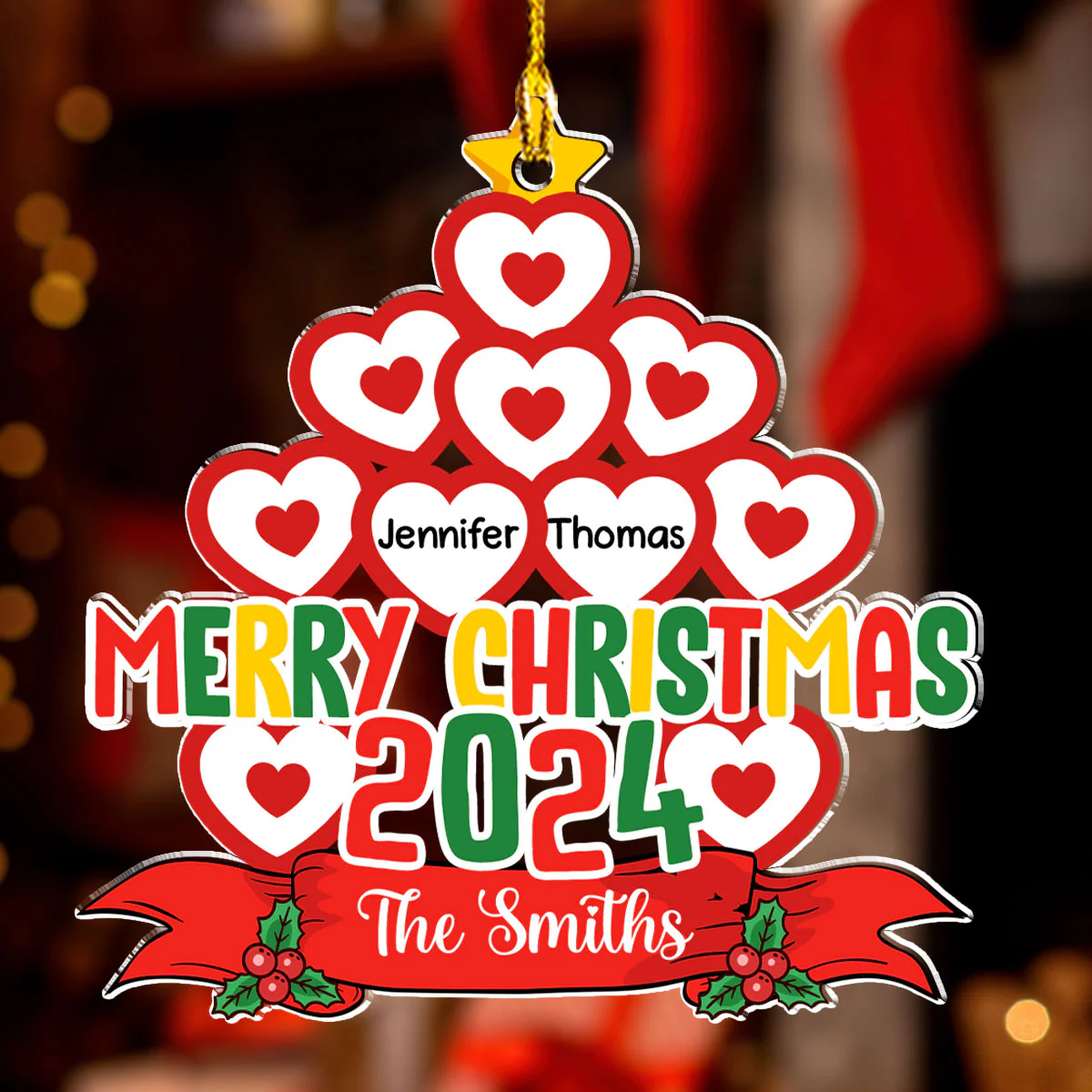 Family Makes The Season Merry And Bright - Personalized Custom Acrylic Ornament - Image 2