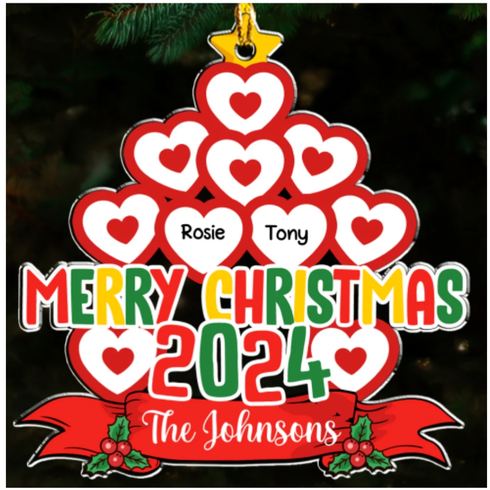 Family Makes The Season Merry And Bright - Personalized Custom Acrylic Ornament - Image 5