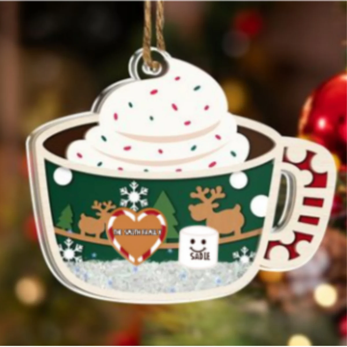 Family Merry Christmas - Personalized Custom Acrylic Shaker Ornament - Image 6
