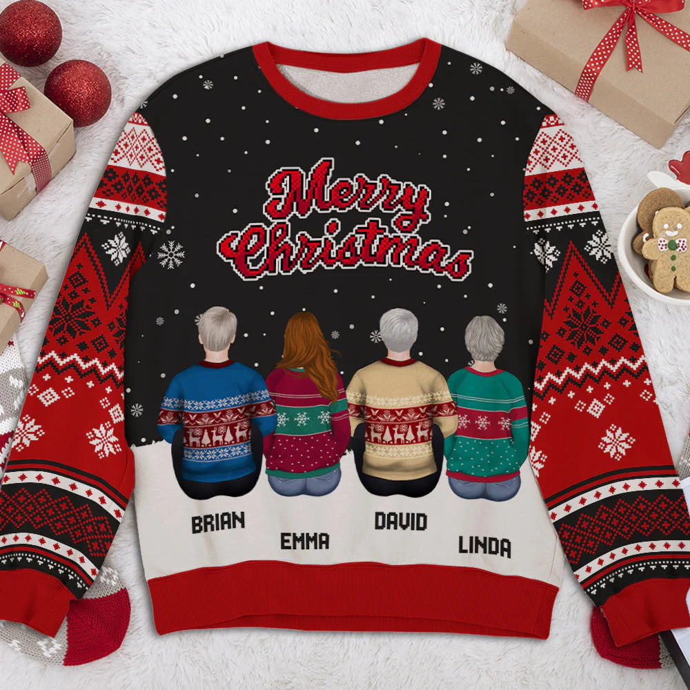 Family Merry Christmas - Personalized Custom All-Over-Print Sweatshirt - Image 2