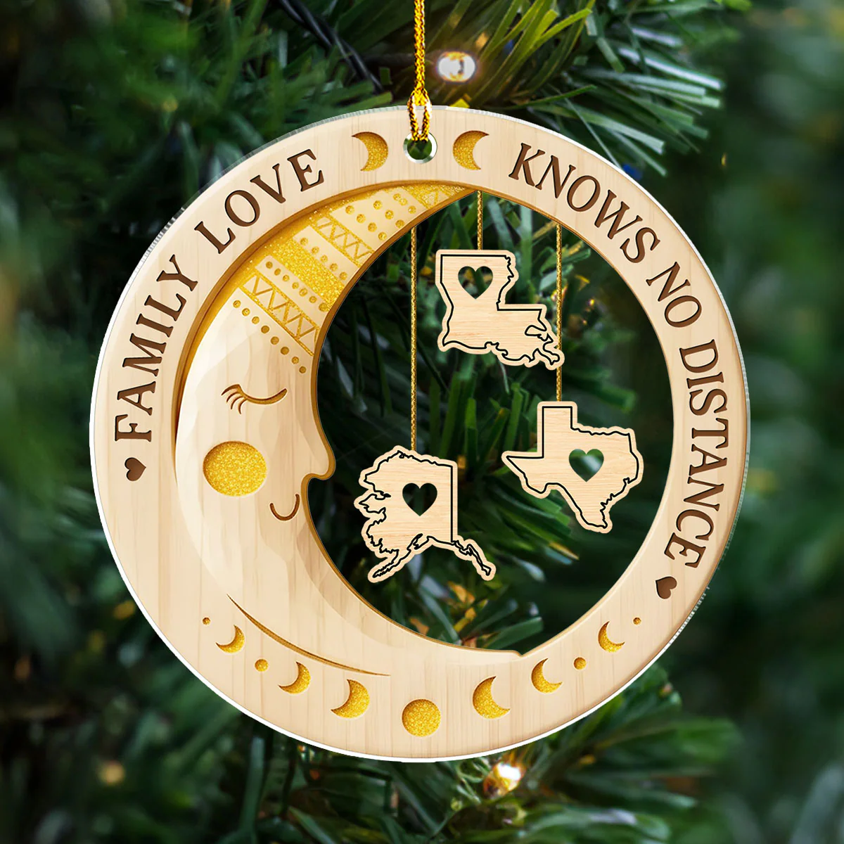 Family Moon Knows No Distance - Personalized Custom Acrylic Ornament