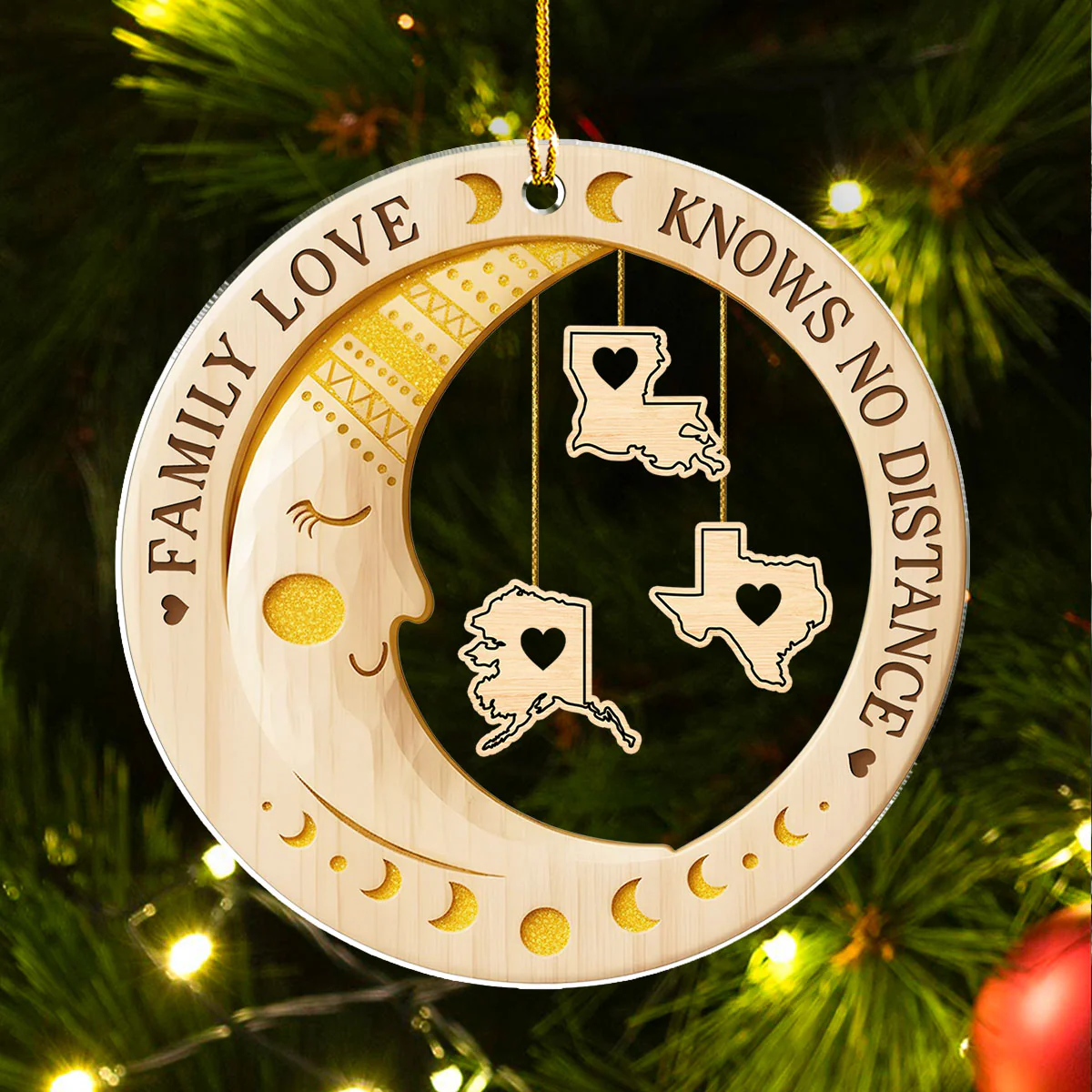 Family Moon Knows No Distance - Personalized Custom Acrylic Ornament - Image 3