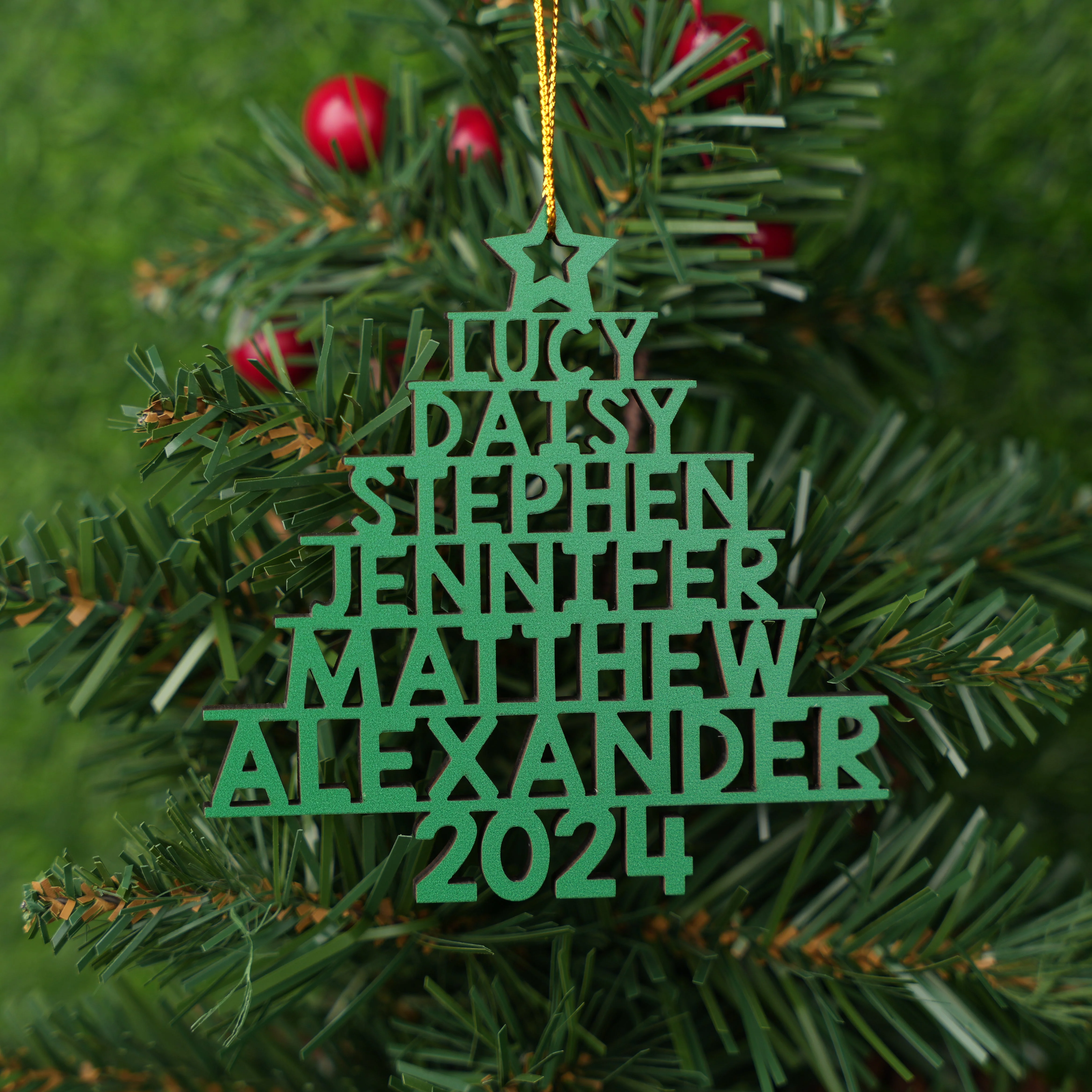 Family Name 2024 - Personalized Custom 1-layered Wood Ornament - Image 4