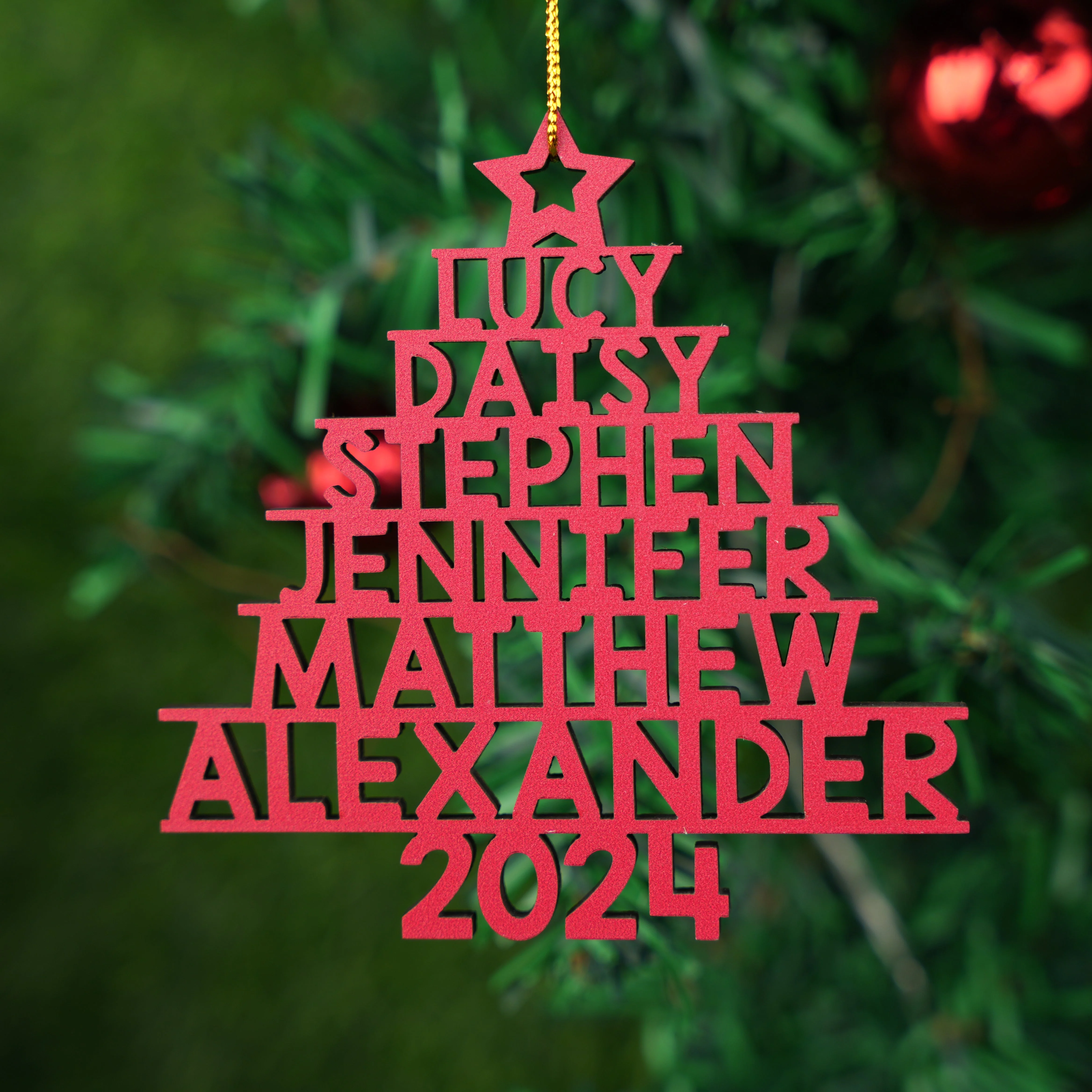 Family Name 2024 - Personalized Custom 1-layered Wood Ornament - Image 5