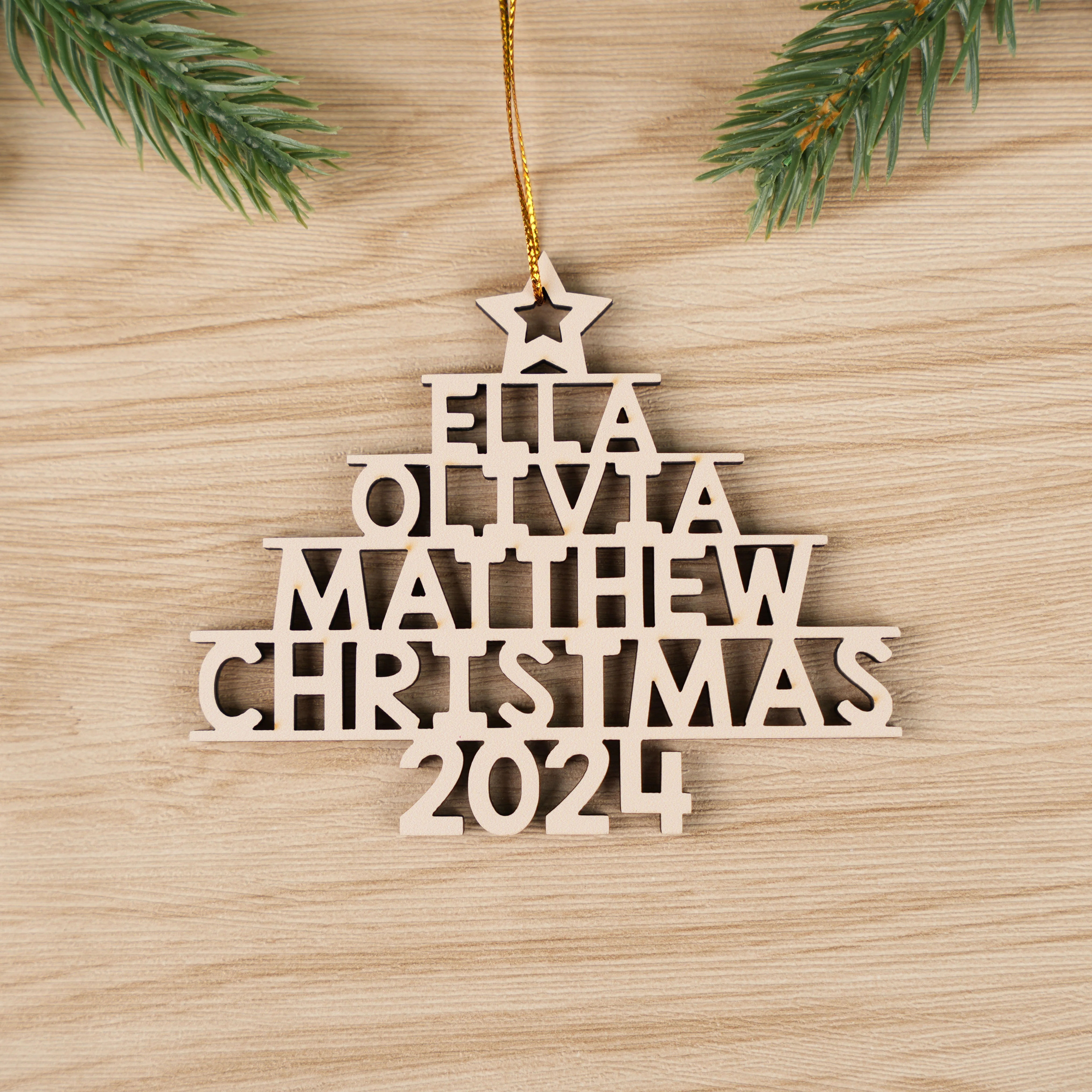Family Name 2024 - Personalized Custom 1-layered Wood Ornament - Image 6