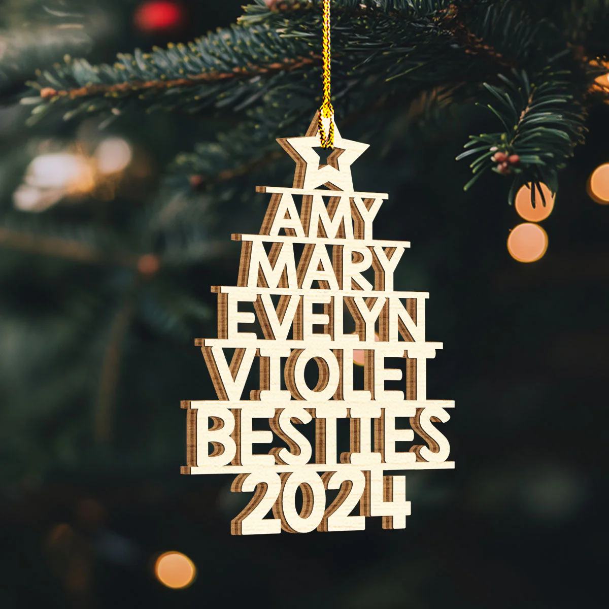 Family Name 2024 Ver 2 - Personalized Custom 1-layered Wood Ornament - Image 2
