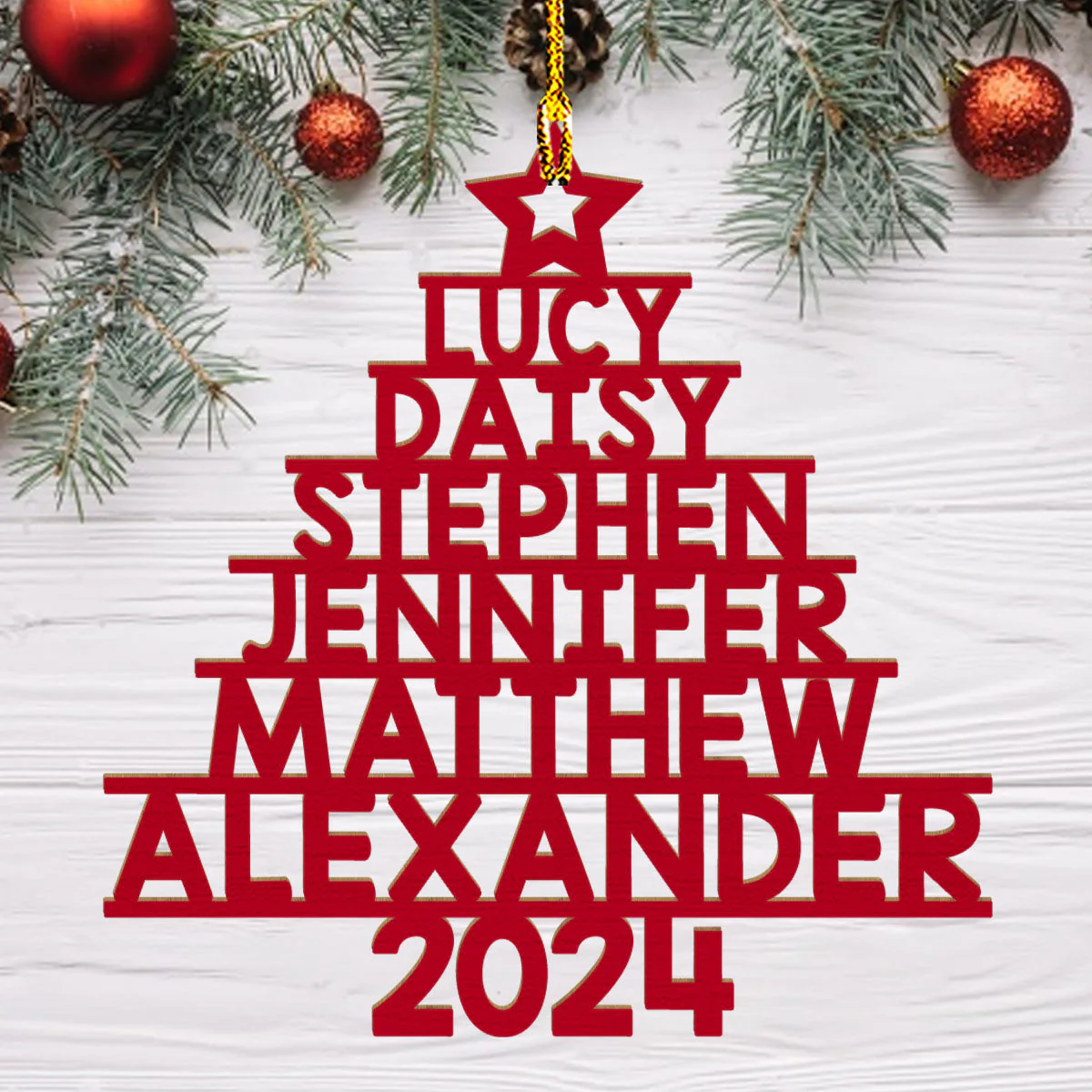 Family Name 2024 Ver 2 - Personalized Custom 1-layered Wood Ornament - Image 4