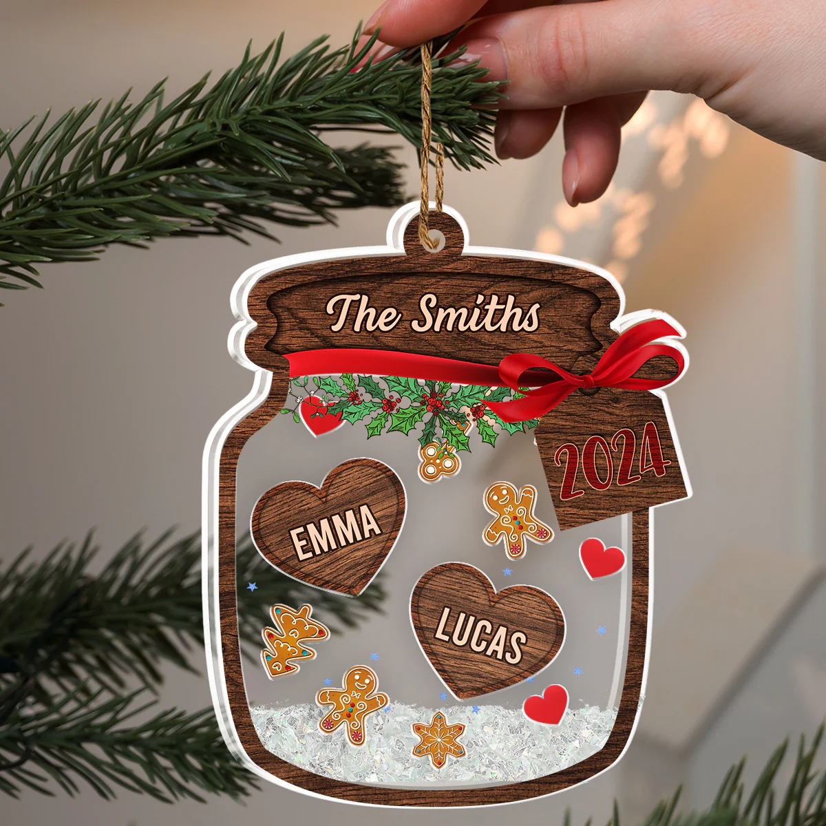 Family Name Christmas - Personalized Custom Acrylic Shaker Ornament - Image 2