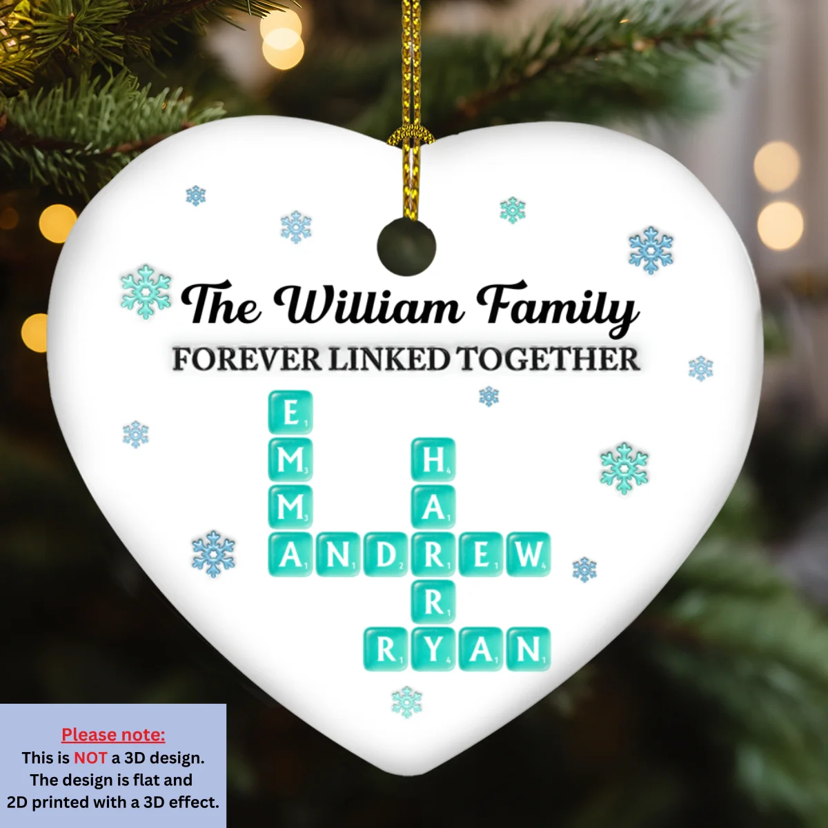 Family Name Crosswords Sea Glass - Personalized Custom 3D Inflated Effect Ceramic Ornament - Image 6