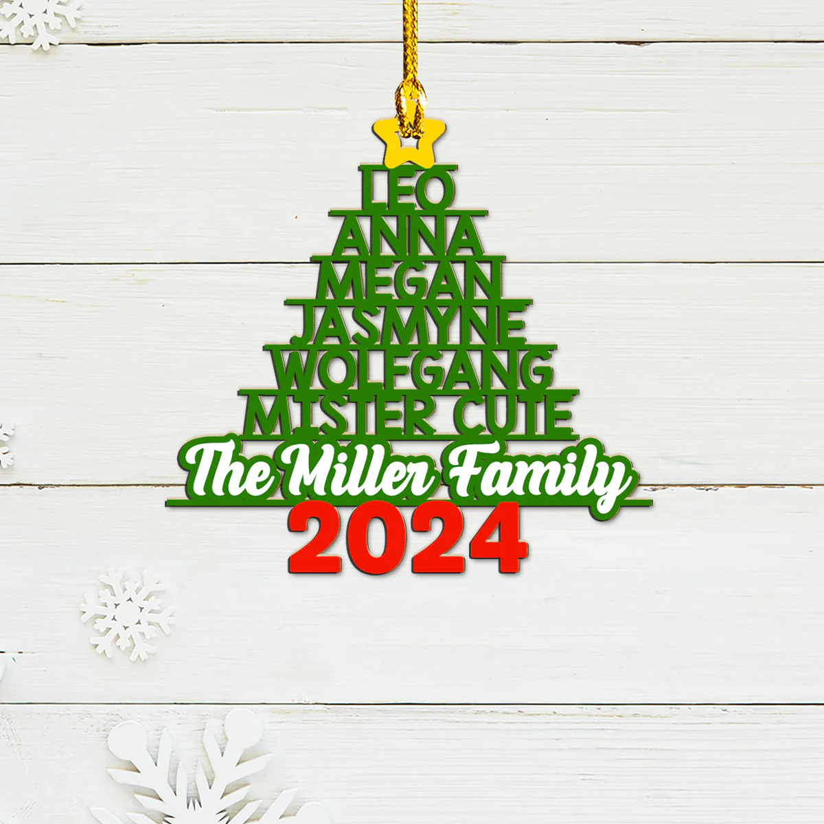 Family Name - Personalized Custom Wood Ornament - Image 2