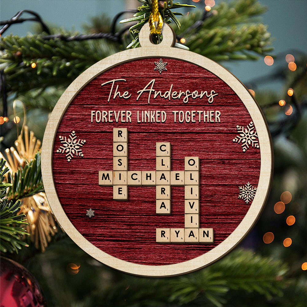 Family Name Scrabble - Personalized Custom 2-layered Wood Ornament - Image 3