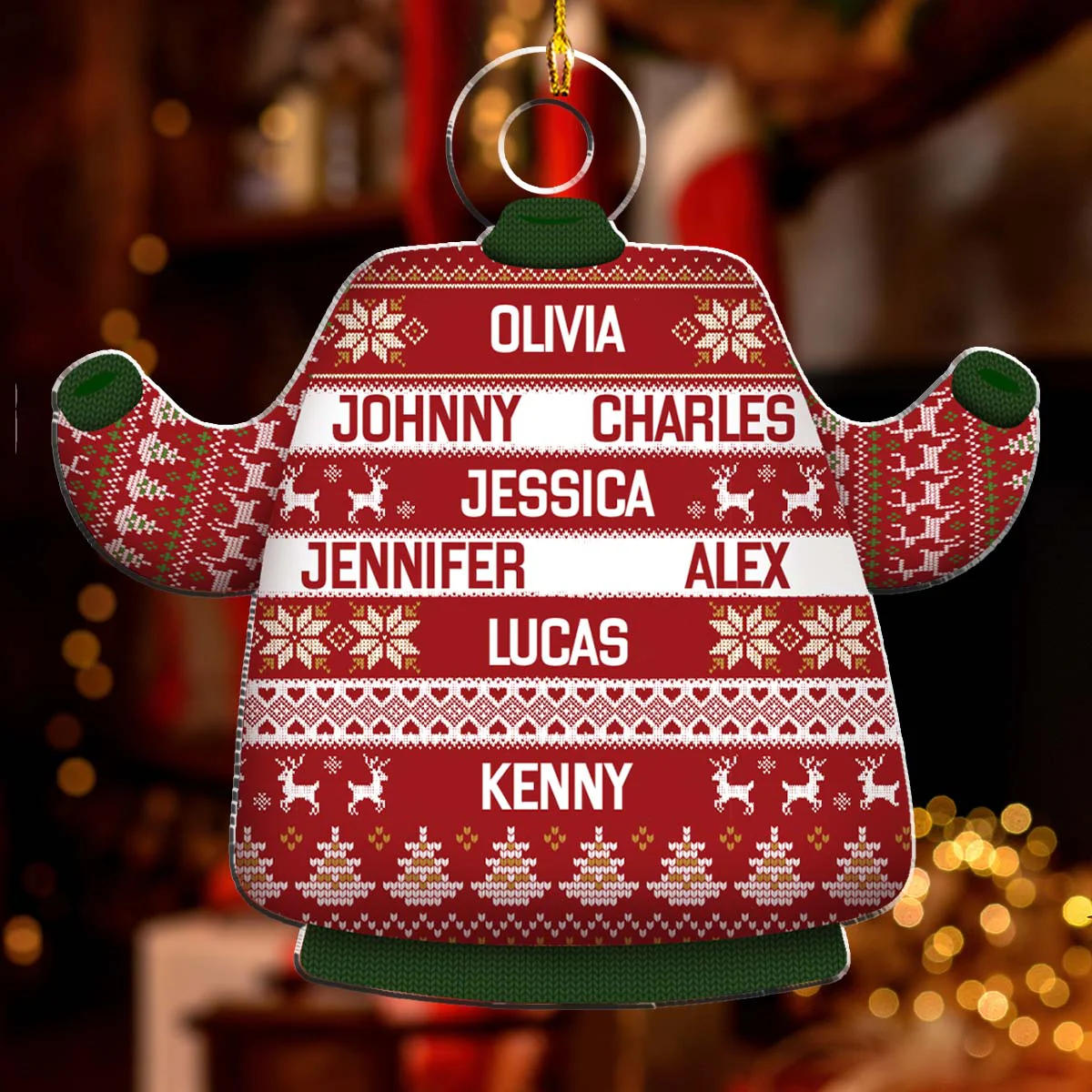 Family Names Festive - Personalized Custom Acrylic Ornament - Image 3