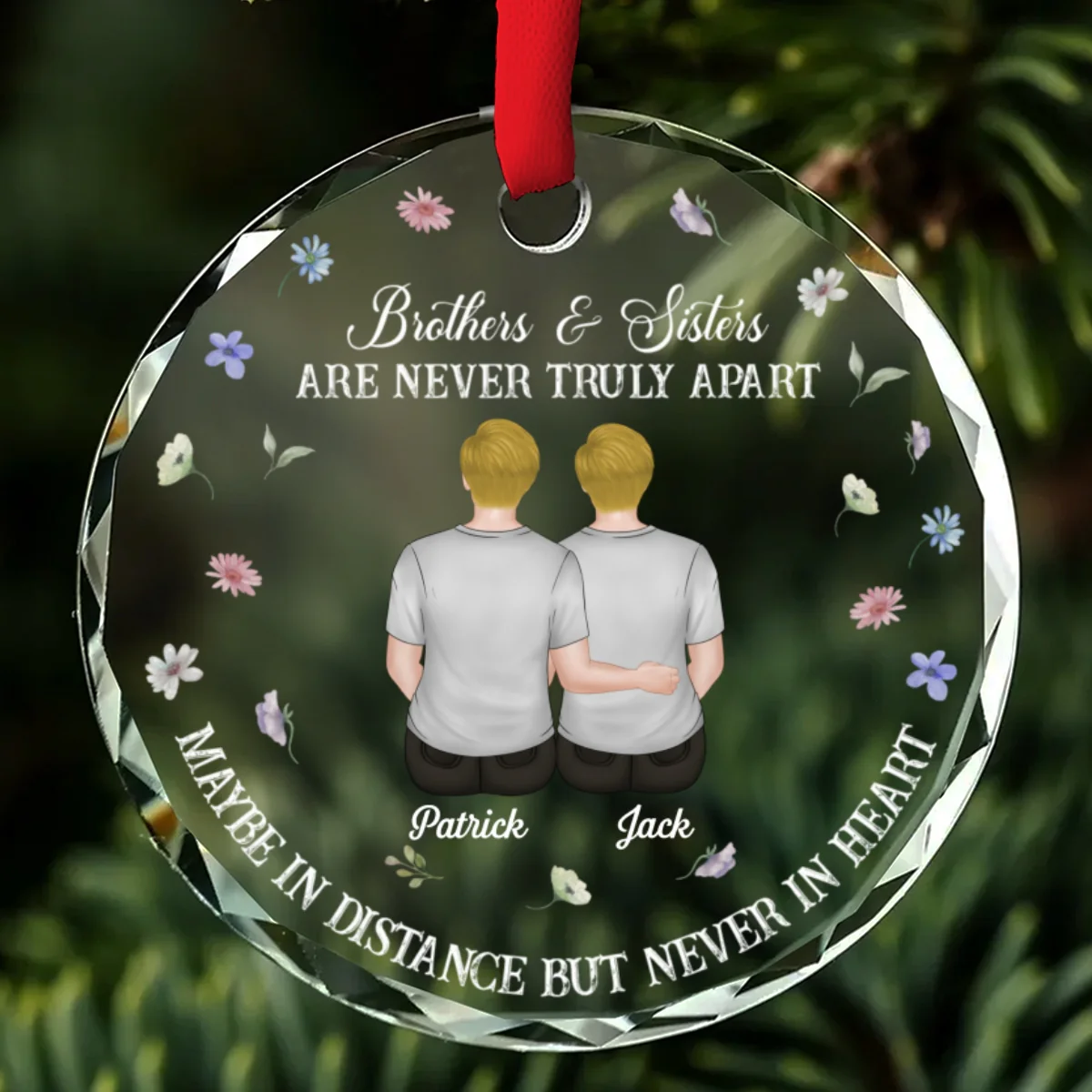 Family Never Apart In Heart - Personalized Custom Glass Ornament - Image 6