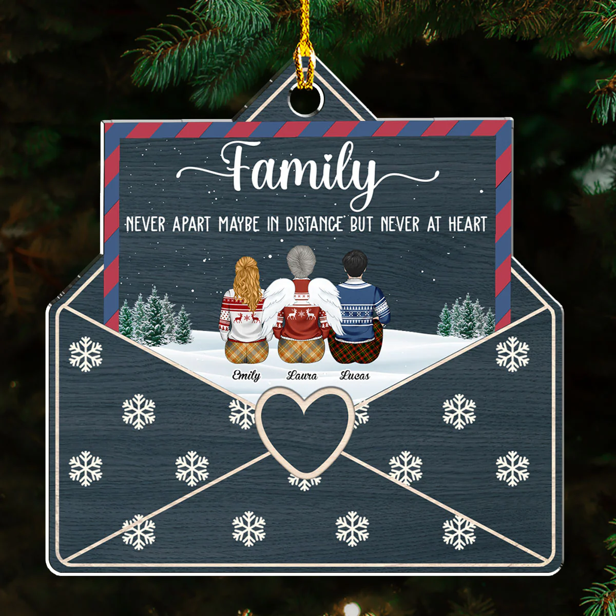 Family Never Apart Maybe In Distance But Never At Heart - Personalized Custom Acrylic Ornament - Image 3
