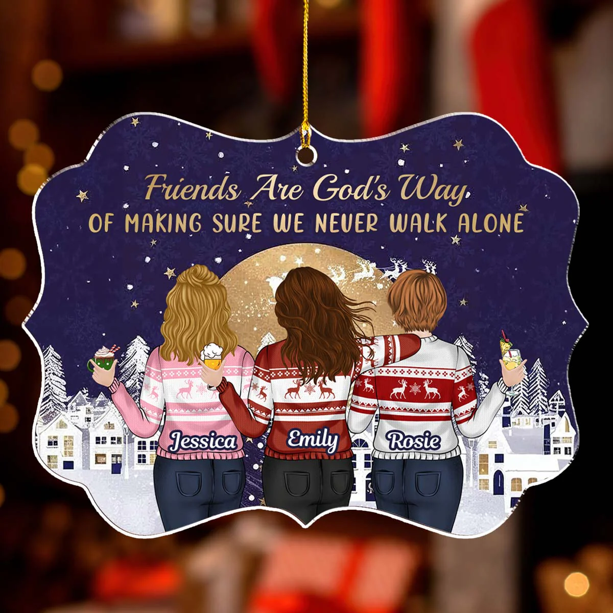 Family Never Walk Alone - Personalized Custom Acrylic Ornament - Image 3