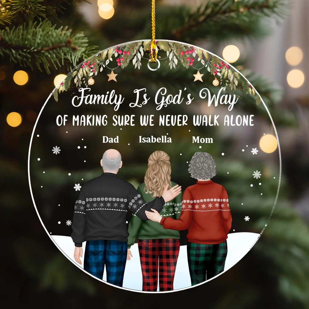 Family Never Walk Alone - Personalized Custom Acrylic Ornament - Image 3