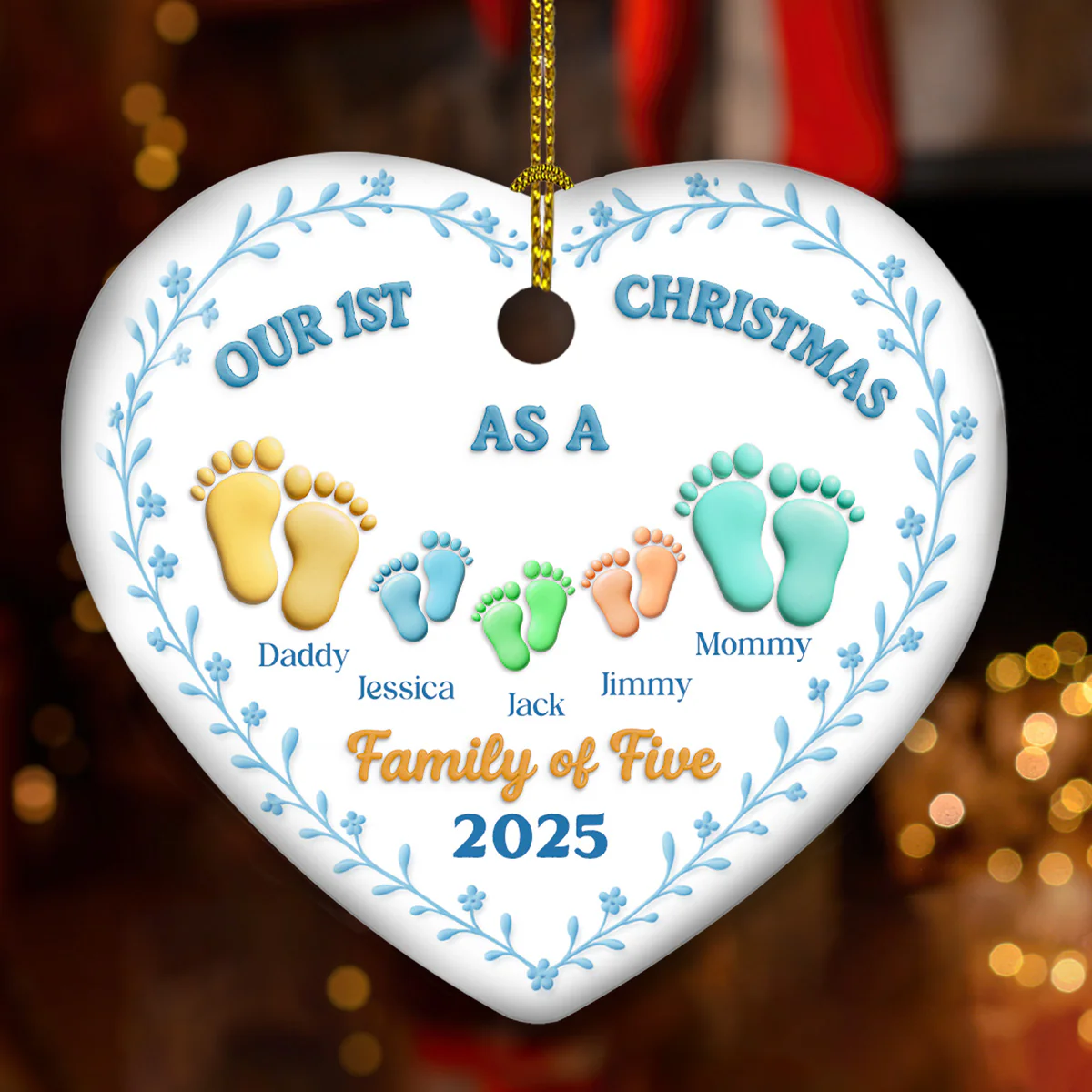Family Of - Personalized Custom 3D Effect Ceramic Ornament - Image 2