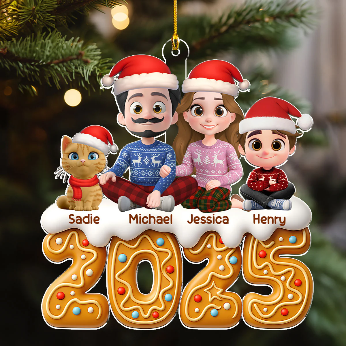 Family Of The Year Cat Version - Personalized Custom Acrylic Ornament - Image 2