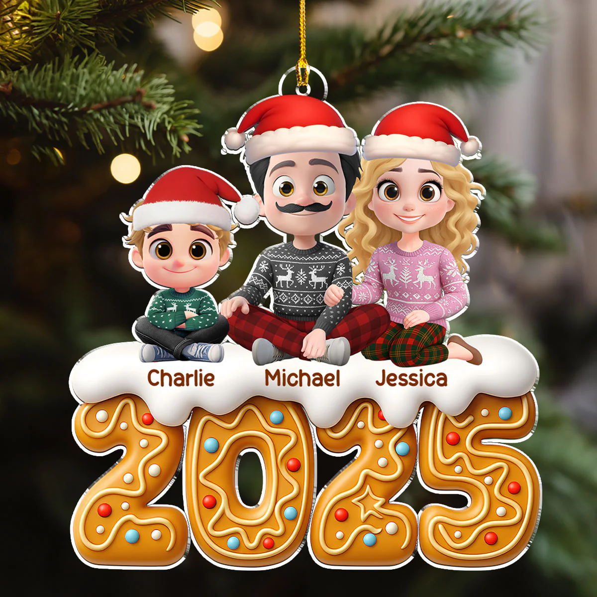 Family Of The Year - Personalized Custom Acrylic Ornament - Image 3