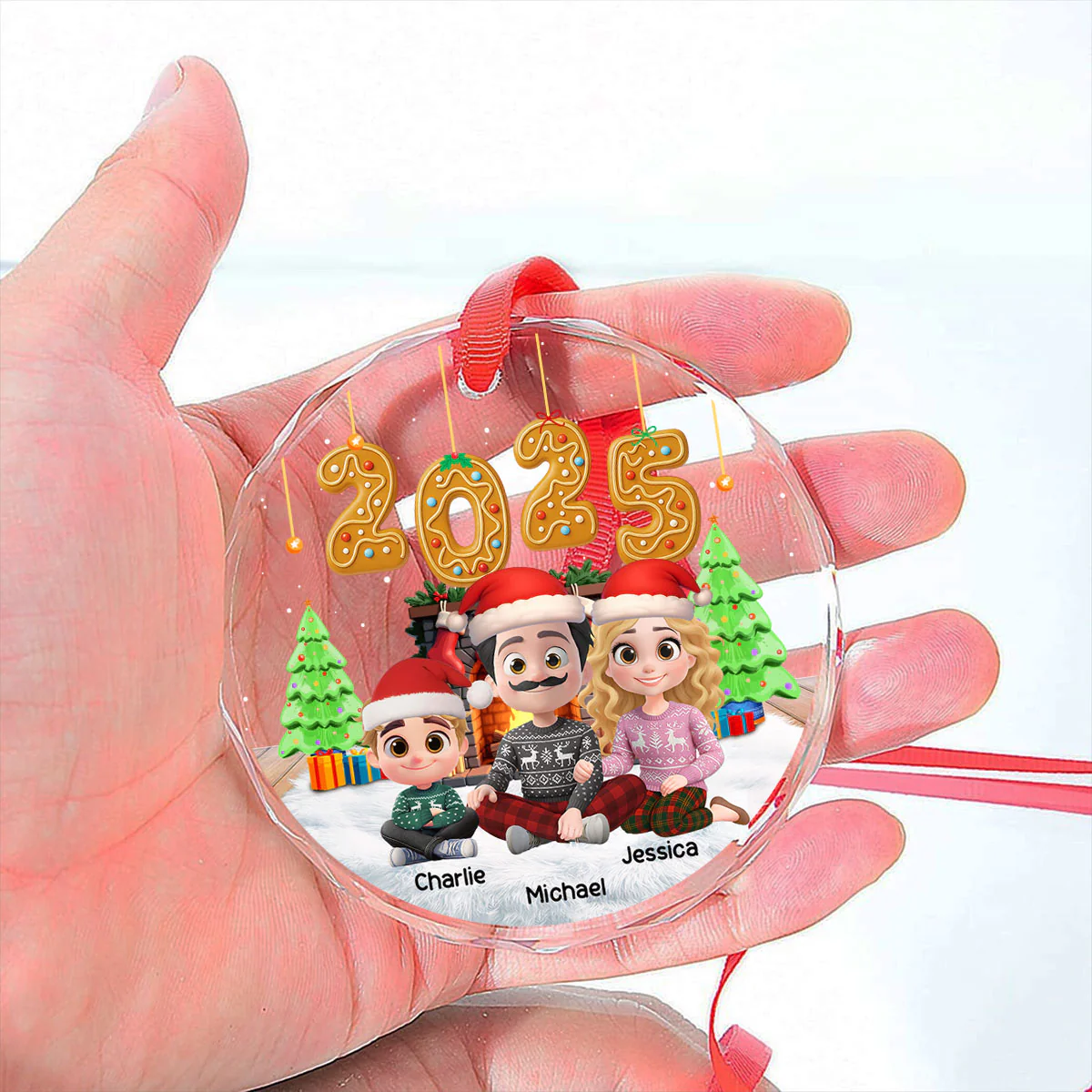 Family Of The Year - Personalized Custom Glass Ornament - Image 5