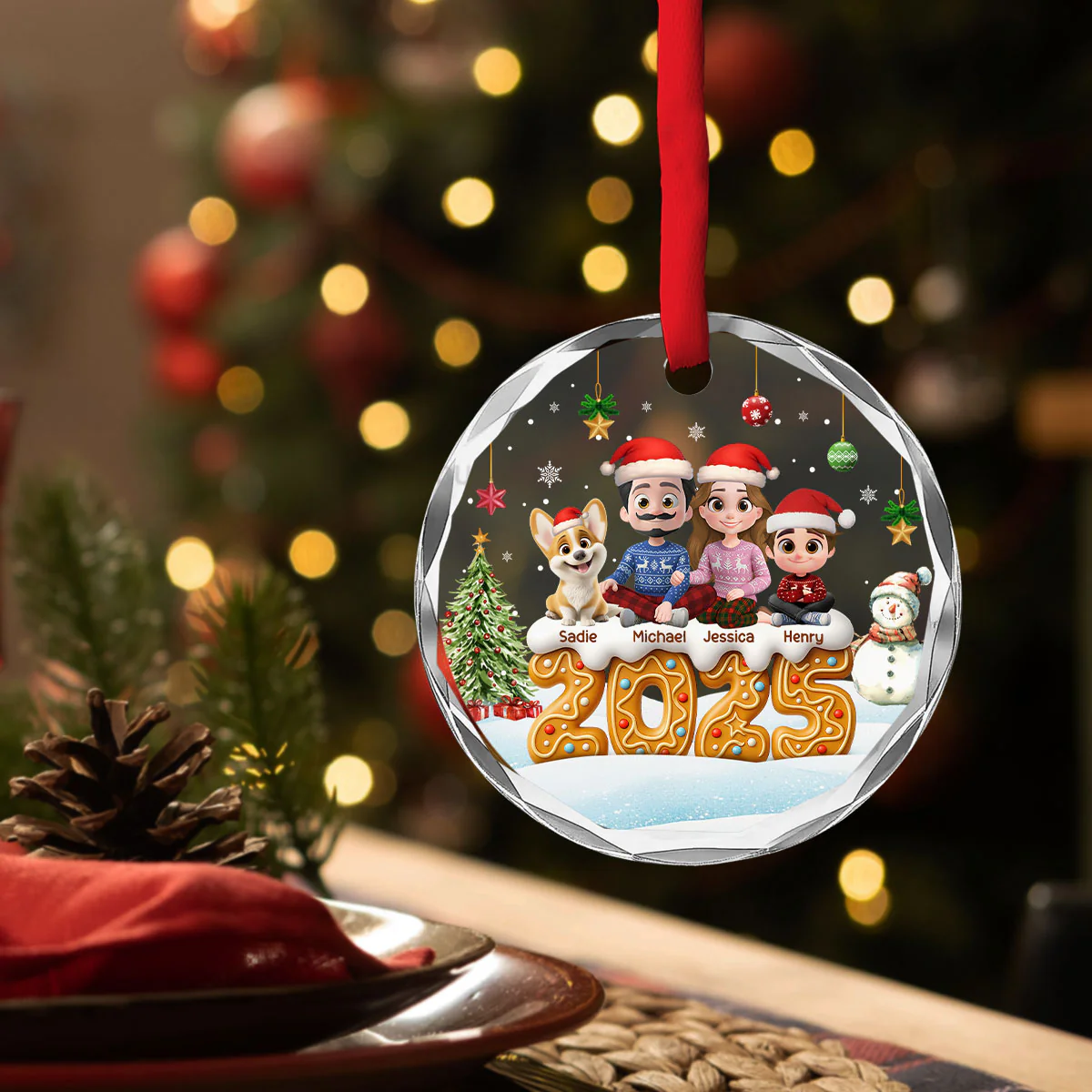 Family Of This Year - Personalized Custom Glass Ornament - Image 4