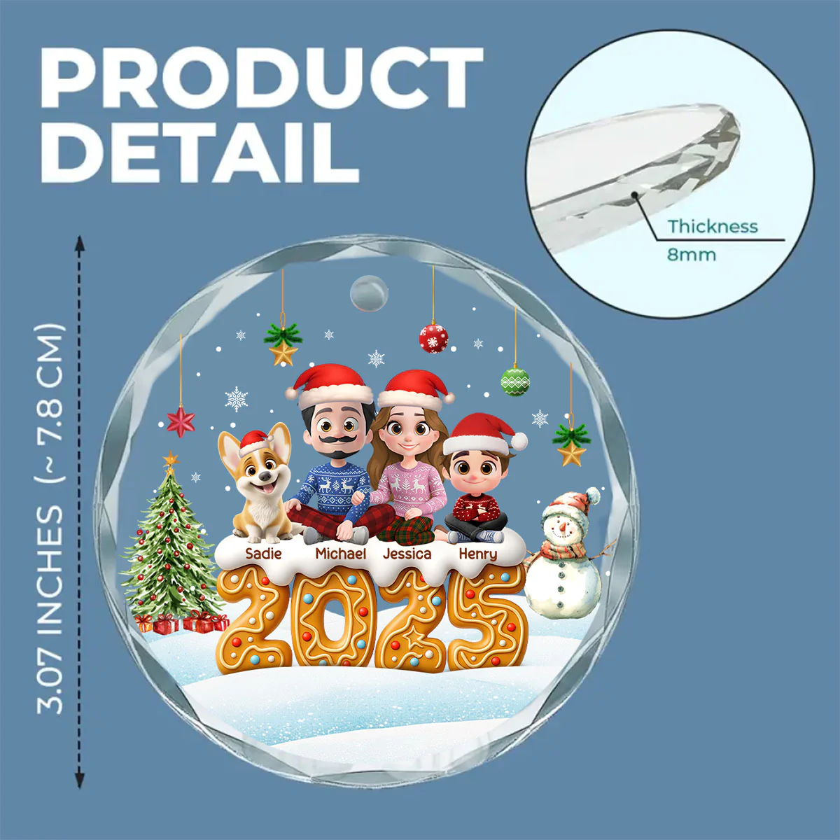 Family Of This Year - Personalized Custom Glass Ornament - Image 6
