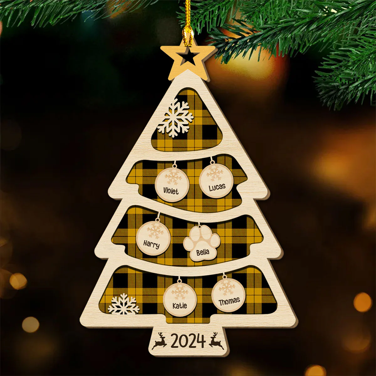 Family Ornament - Personalized Custom Wood Ornament - Image 4