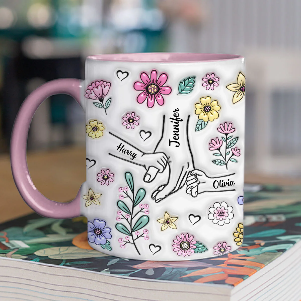 Family Over Everything - Personalized Custom 3D Inflated Effect Accent Mug - Image 2