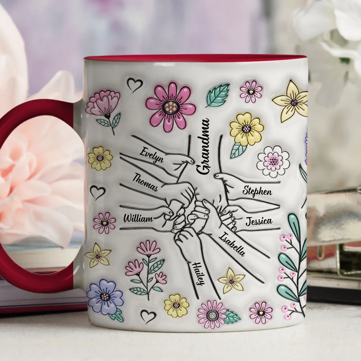 Family Over Everything - Personalized Custom 3D Inflated Effect Accent Mug - Image 3