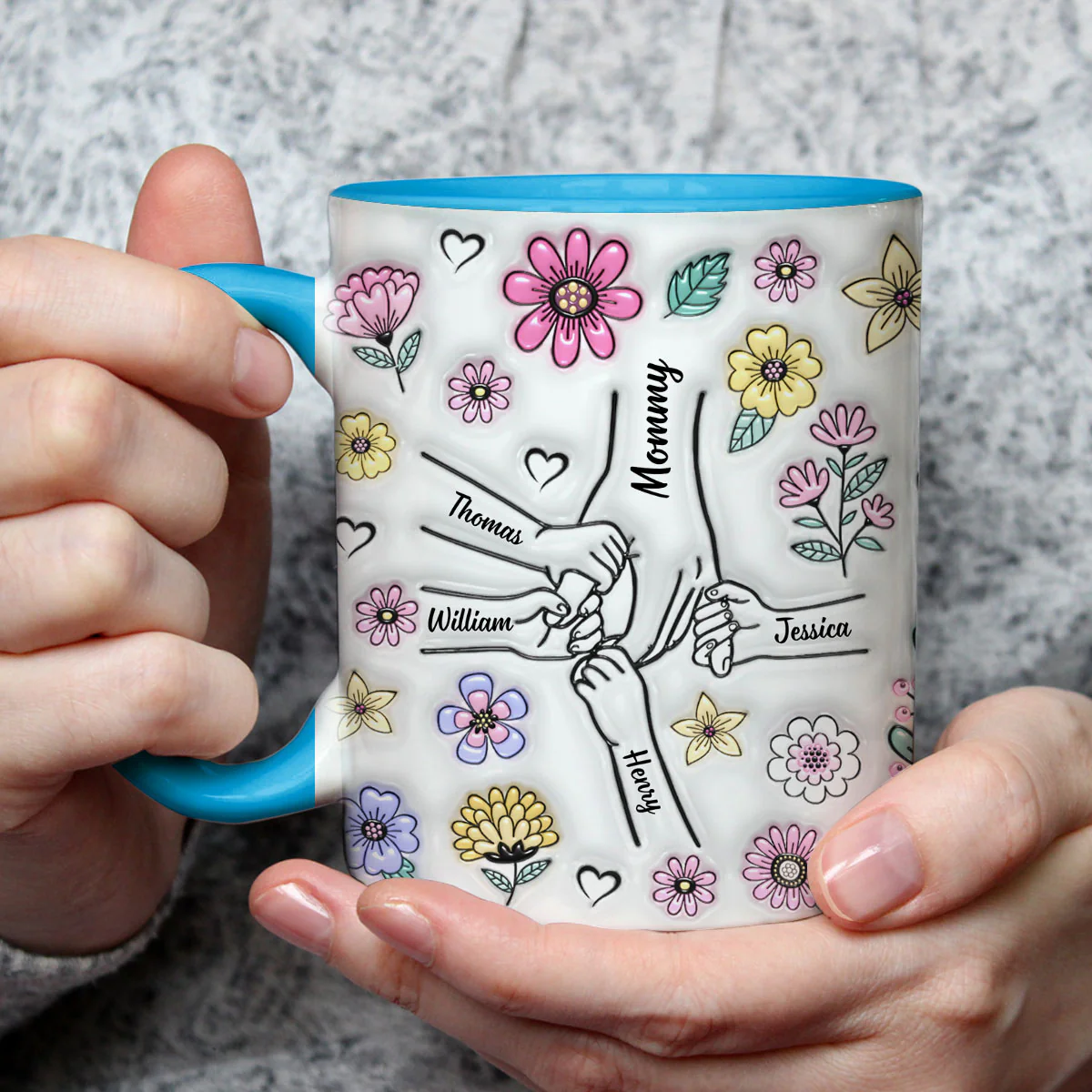 Family Over Everything - Personalized Custom 3D Inflated Effect Accent Mug - Image 4
