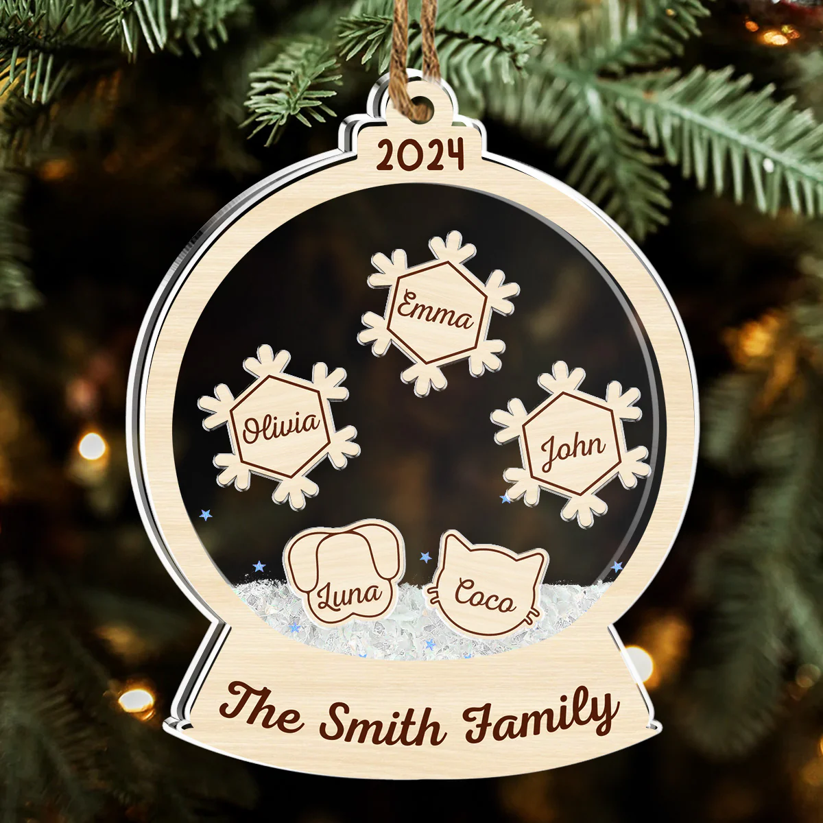 Family & Pet Christmas - Personalized Custom Acrylic Shaker Ornament - Image 2