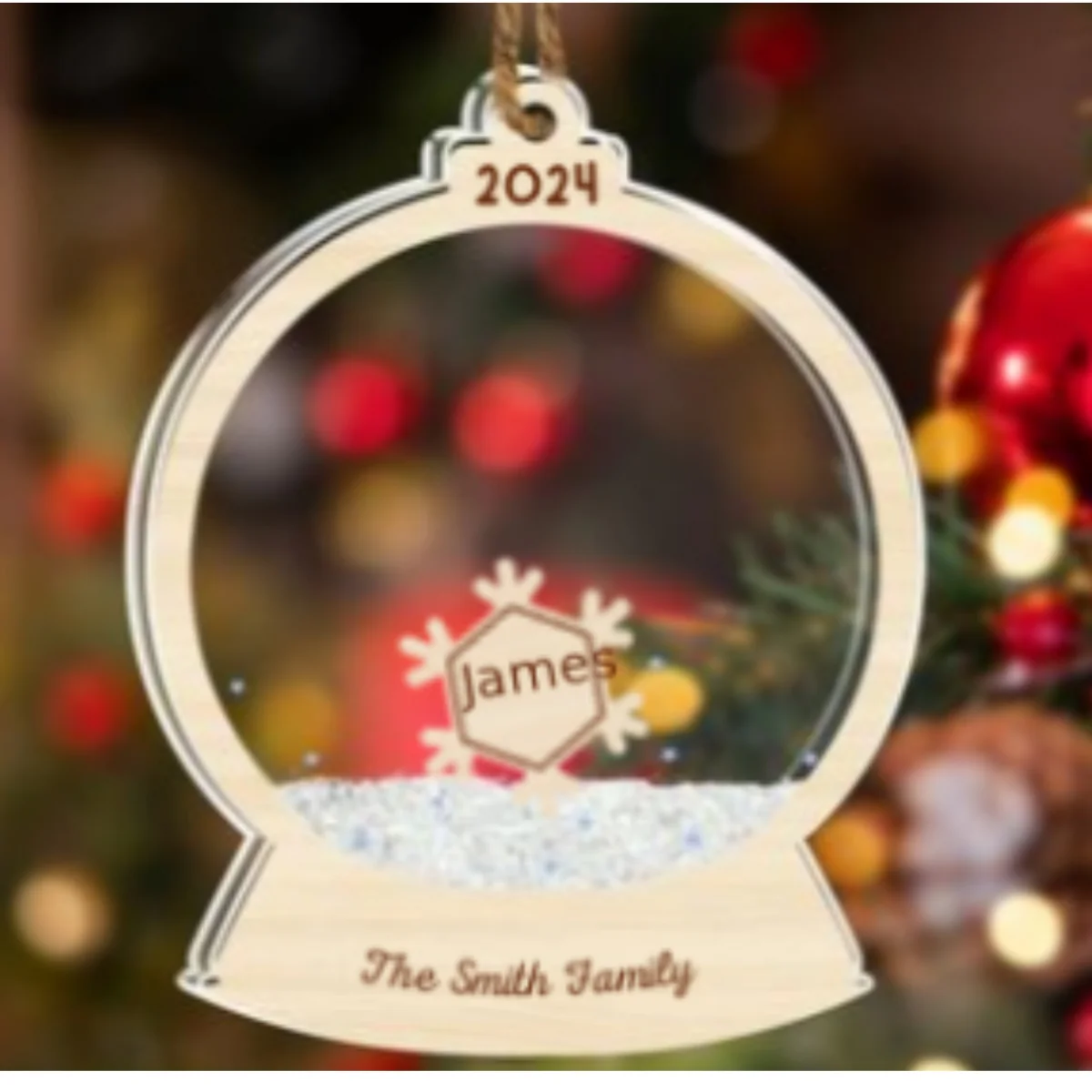 Family & Pet Christmas - Personalized Custom Acrylic Shaker Ornament - Image 6