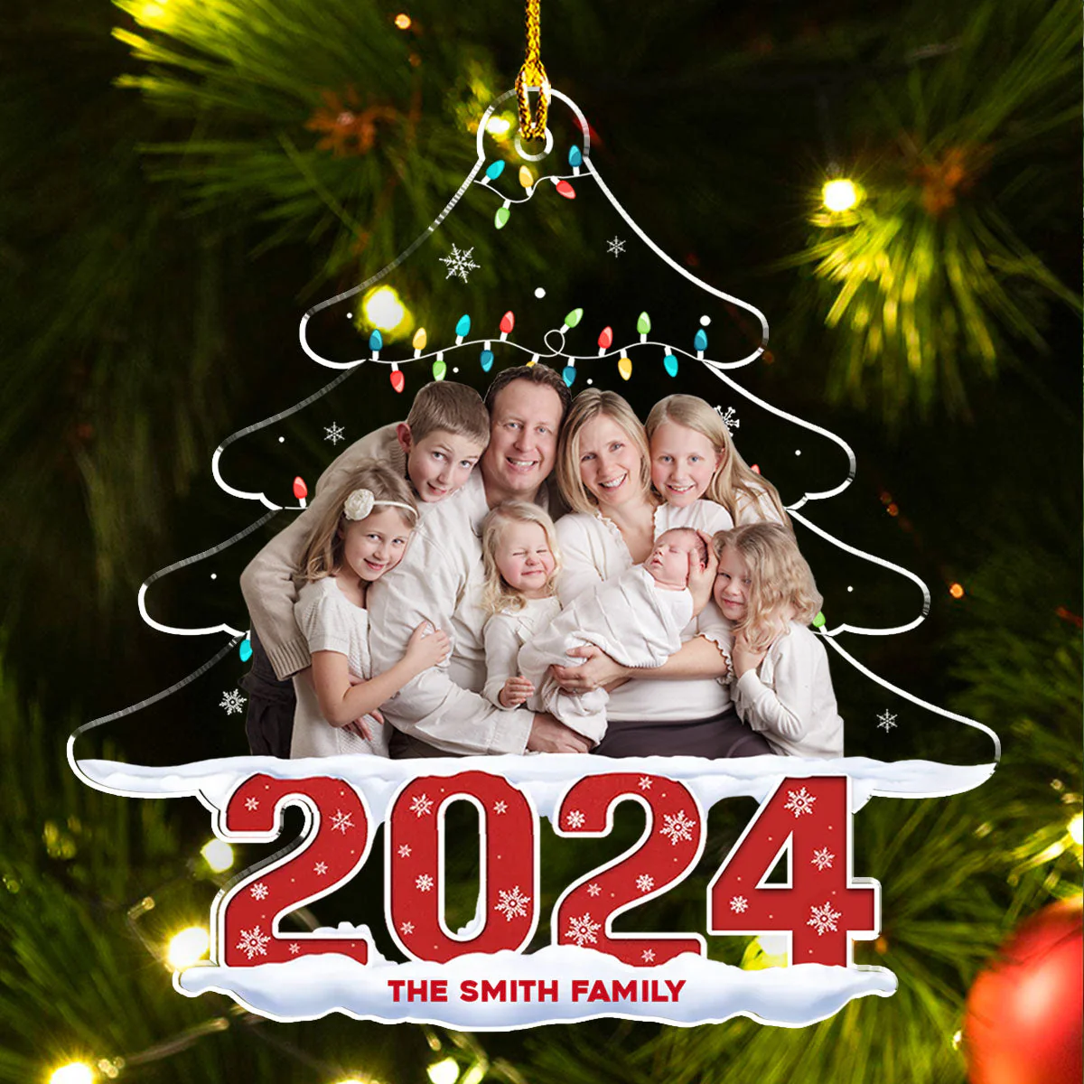 Family Photo Christmas Tree - Personalized Custom Acrylic Ornament - Image 2
