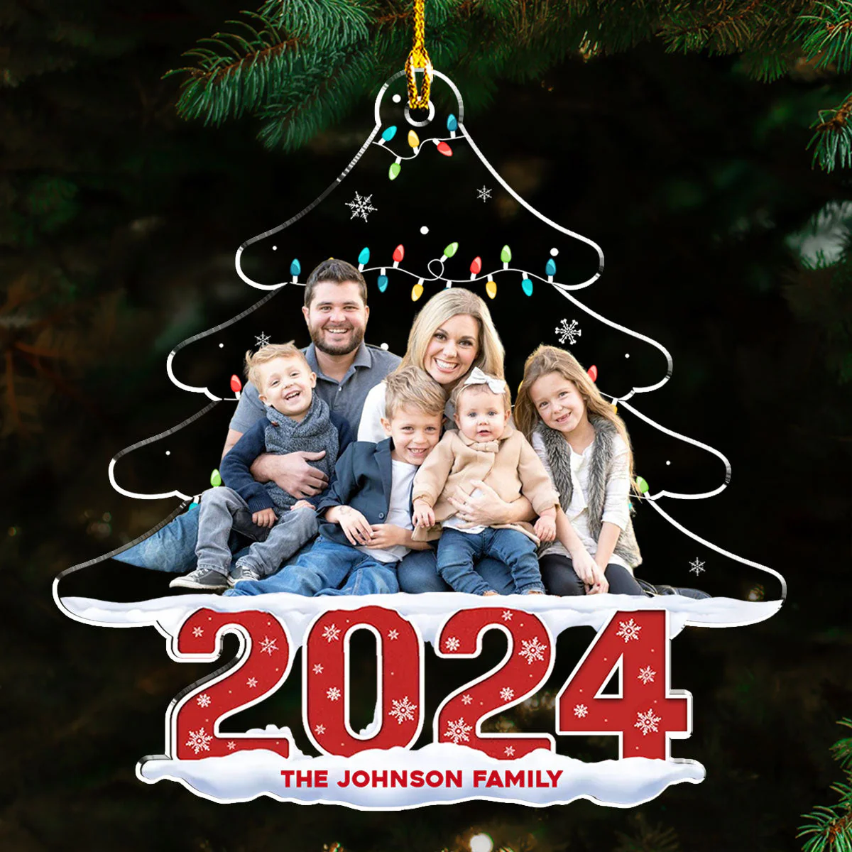 Family Photo Christmas Tree - Personalized Custom Acrylic Ornament - Image 4