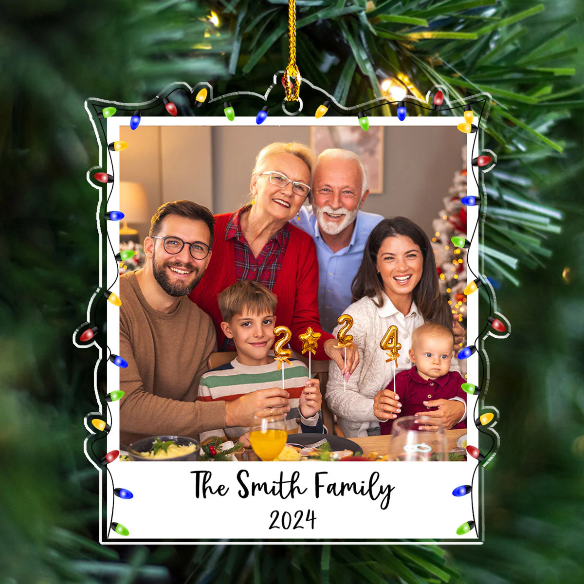 Family Photo Ornament 2024 - Personalized Custom Acrylic Ornament - Image 4