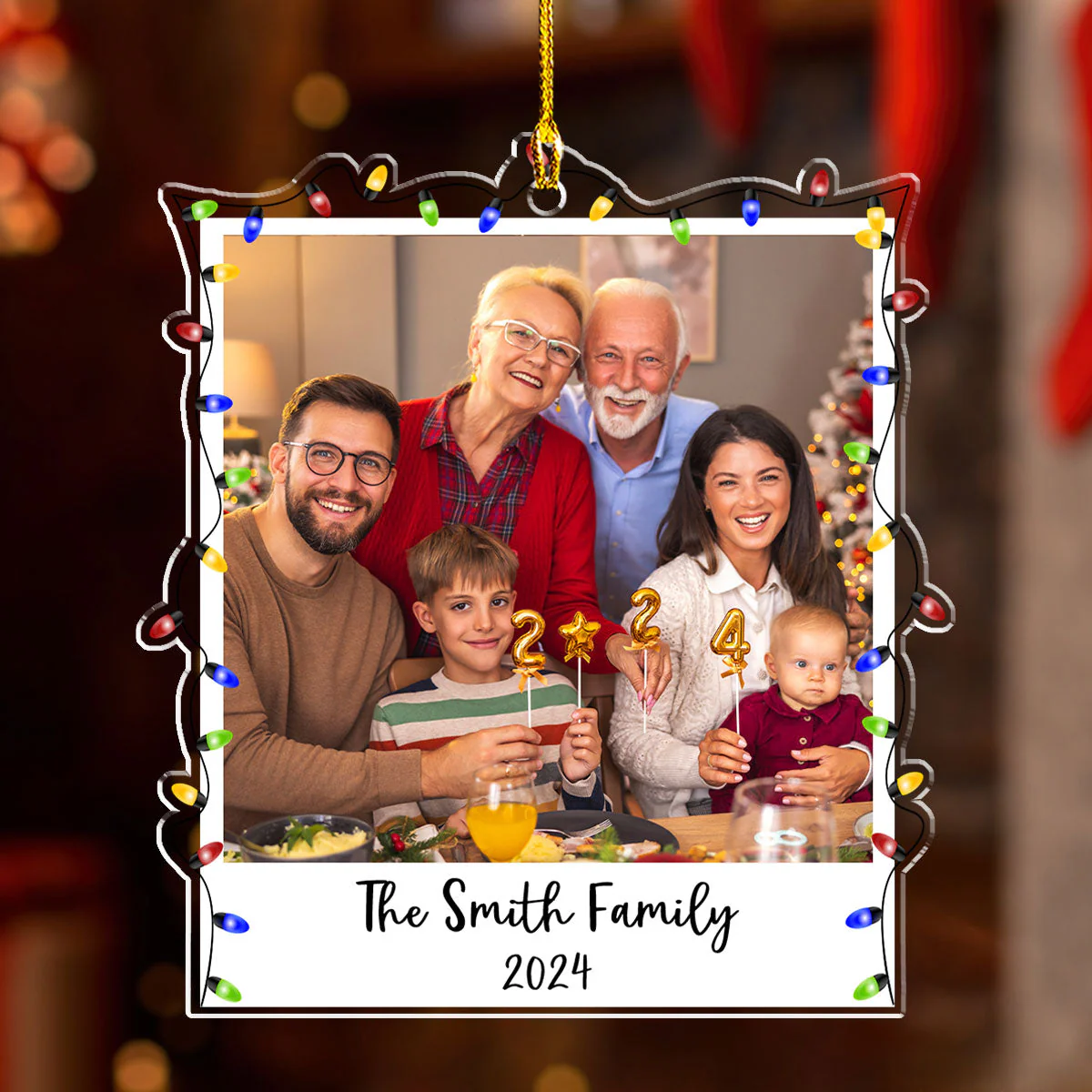 Family Photo Ornament 2024 - Personalized Custom Acrylic Ornament - Image 5