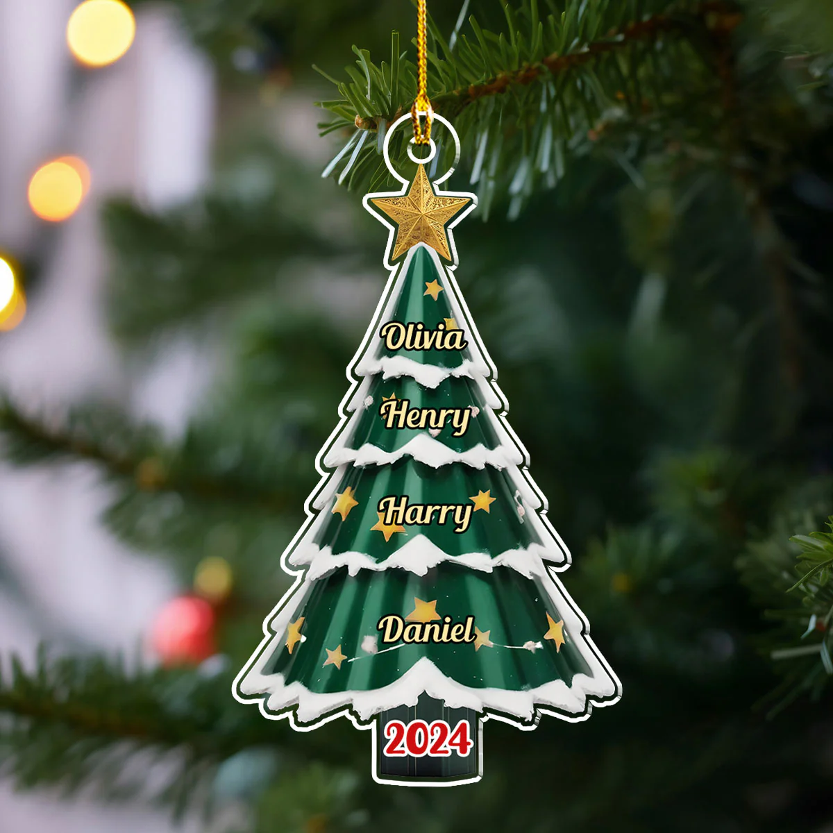 Family Pine Tree - Personalized Custom Acrylic Ornament - Image 3