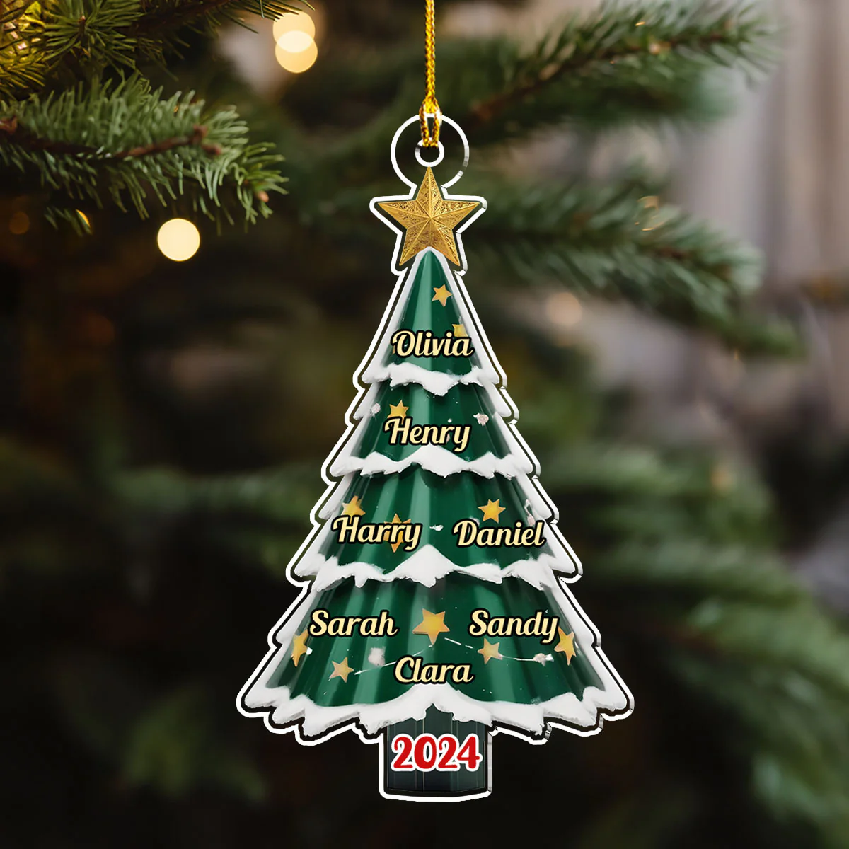 Family Pine Tree - Personalized Custom Acrylic Ornament - Image 4