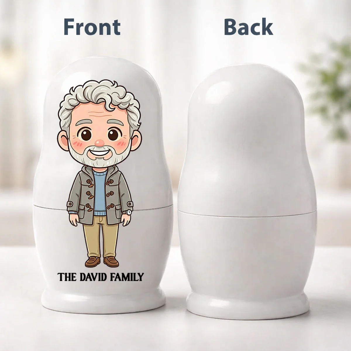Family Portrait Cartoon - Personalized Custom Nesting Doll - Image 6