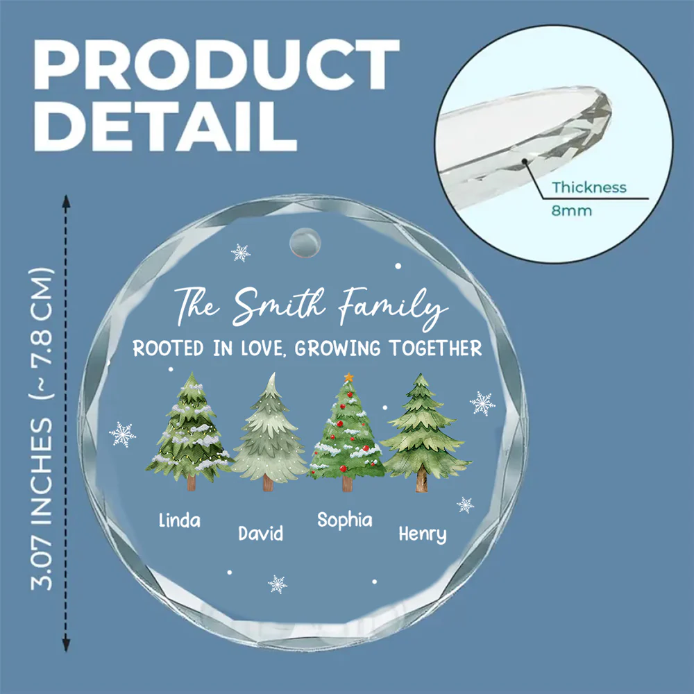 Family Roots Grow Ever Deeper - Personalized Custom Glass Ornament - Image 6