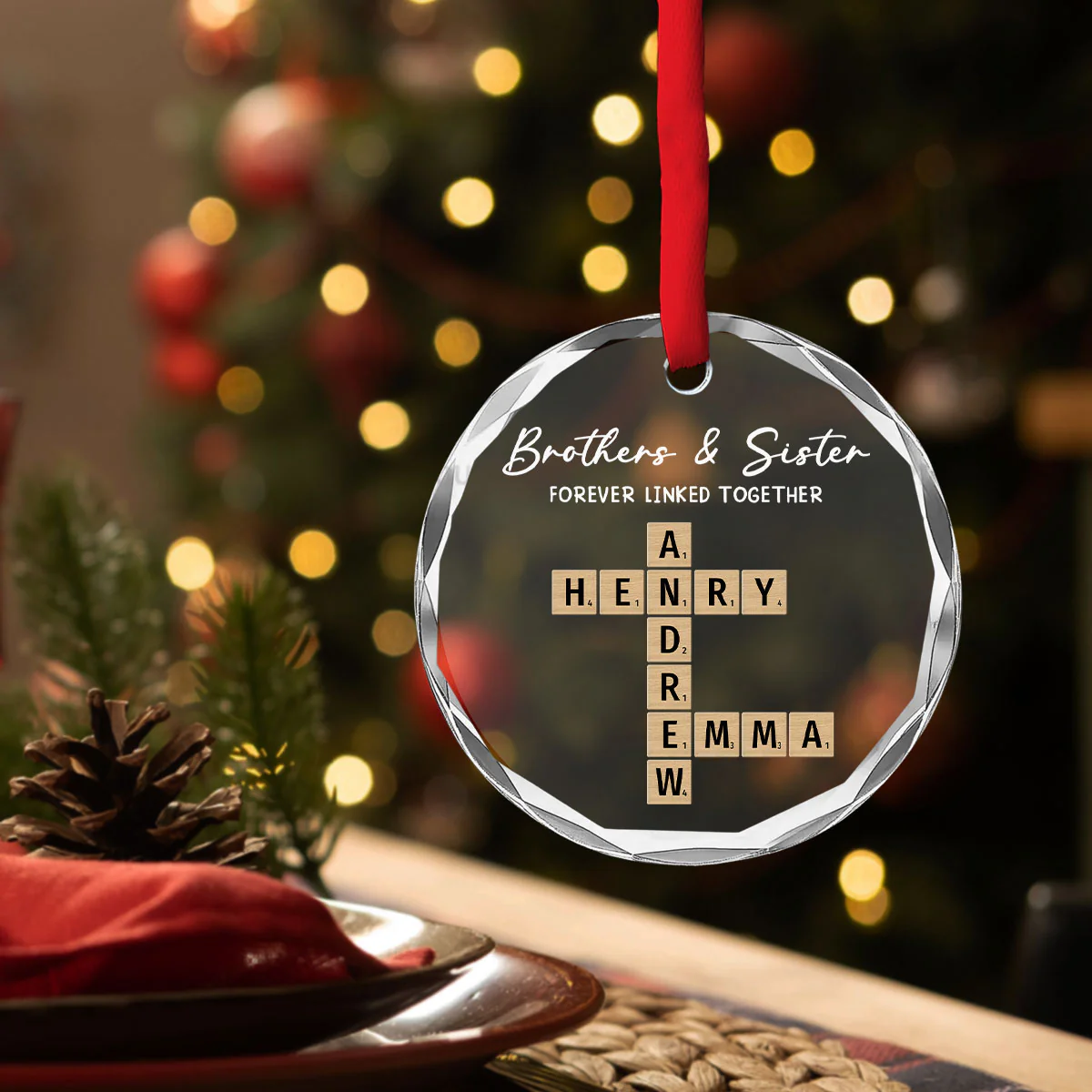 Family Roots Keep Us Together - Personalized Custom Glass Ornament - Image 3